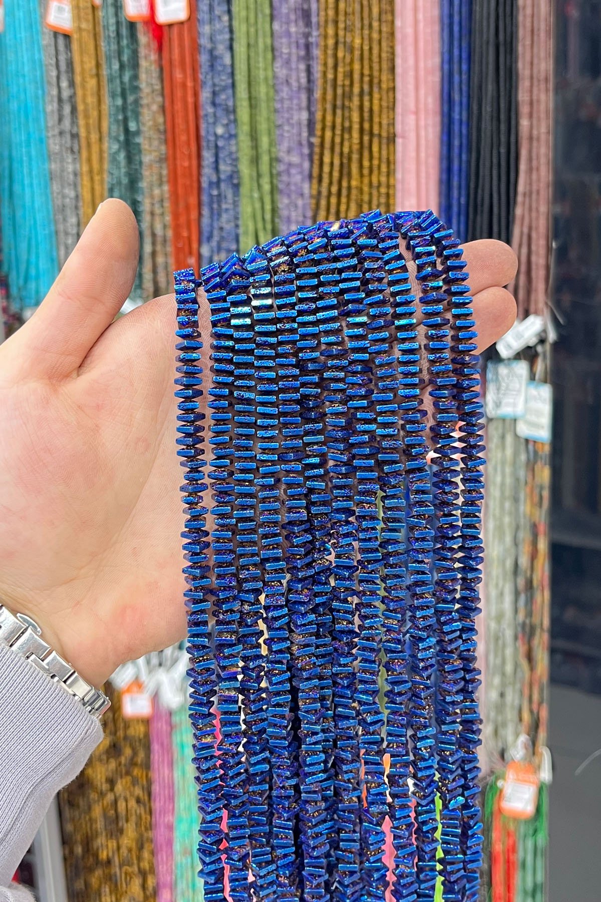 Hematit Taşı Rondela Kesim Parlak Mavi 6x4mm Doğal Taş Dizi