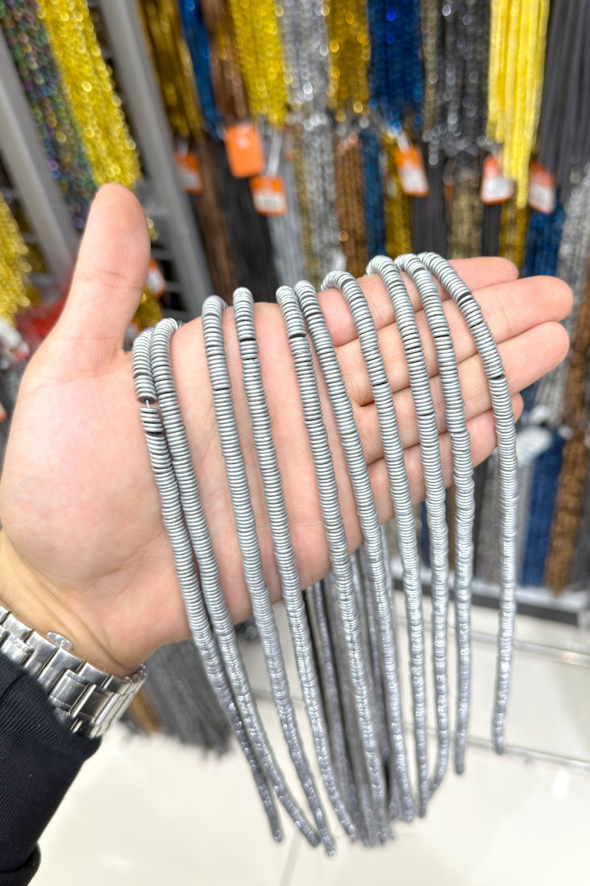 Hematit Taşı Rondela Kesim 8x1mm- Mat Açık Gri Doğal Taş Dizi