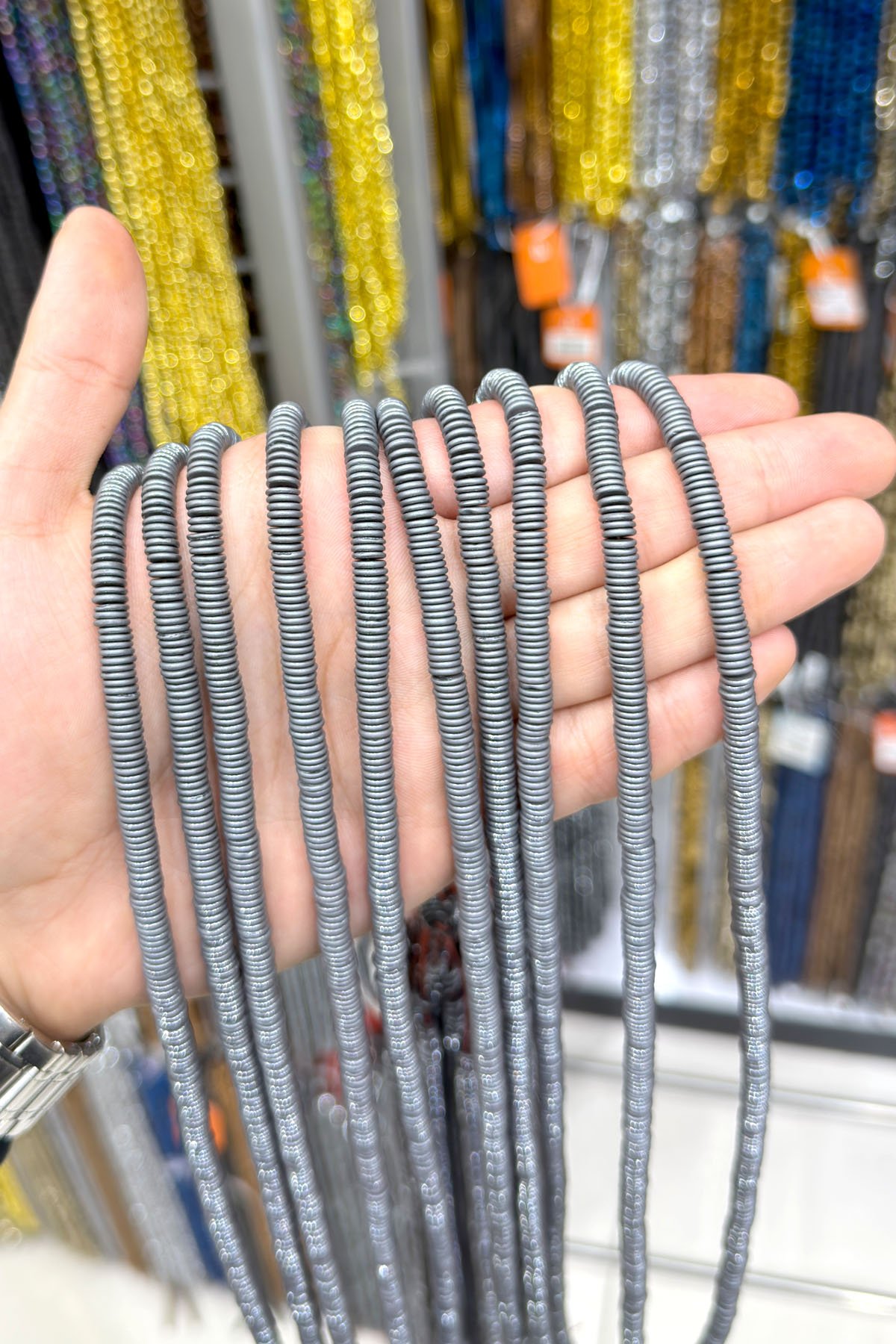 Hematit Taşı Rondela Kesim 8x1mm- Mat Gri Doğal Taş Dizi