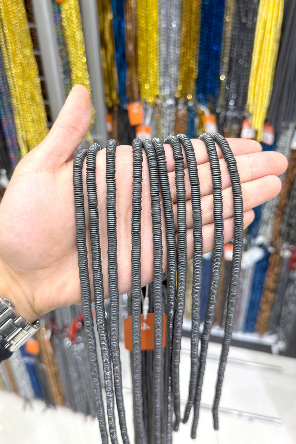 Hematit Taşı Rondela Kesim 8x1mm- Mat Siyah Doğal Taş Dizi