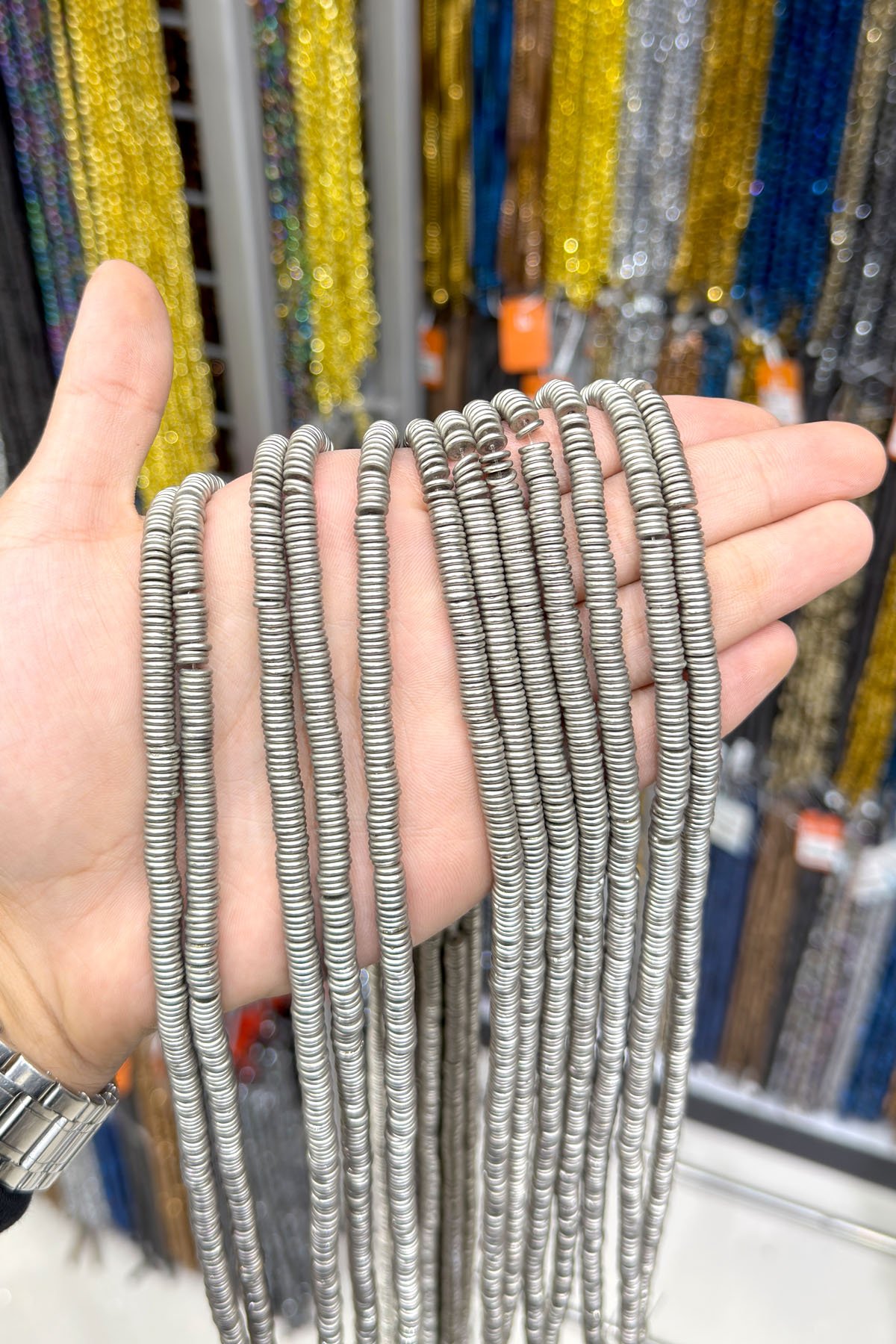Hematit Taşı Rondela Kesim 8x1mm- Mat Titanyum Doğal Taş Dizi