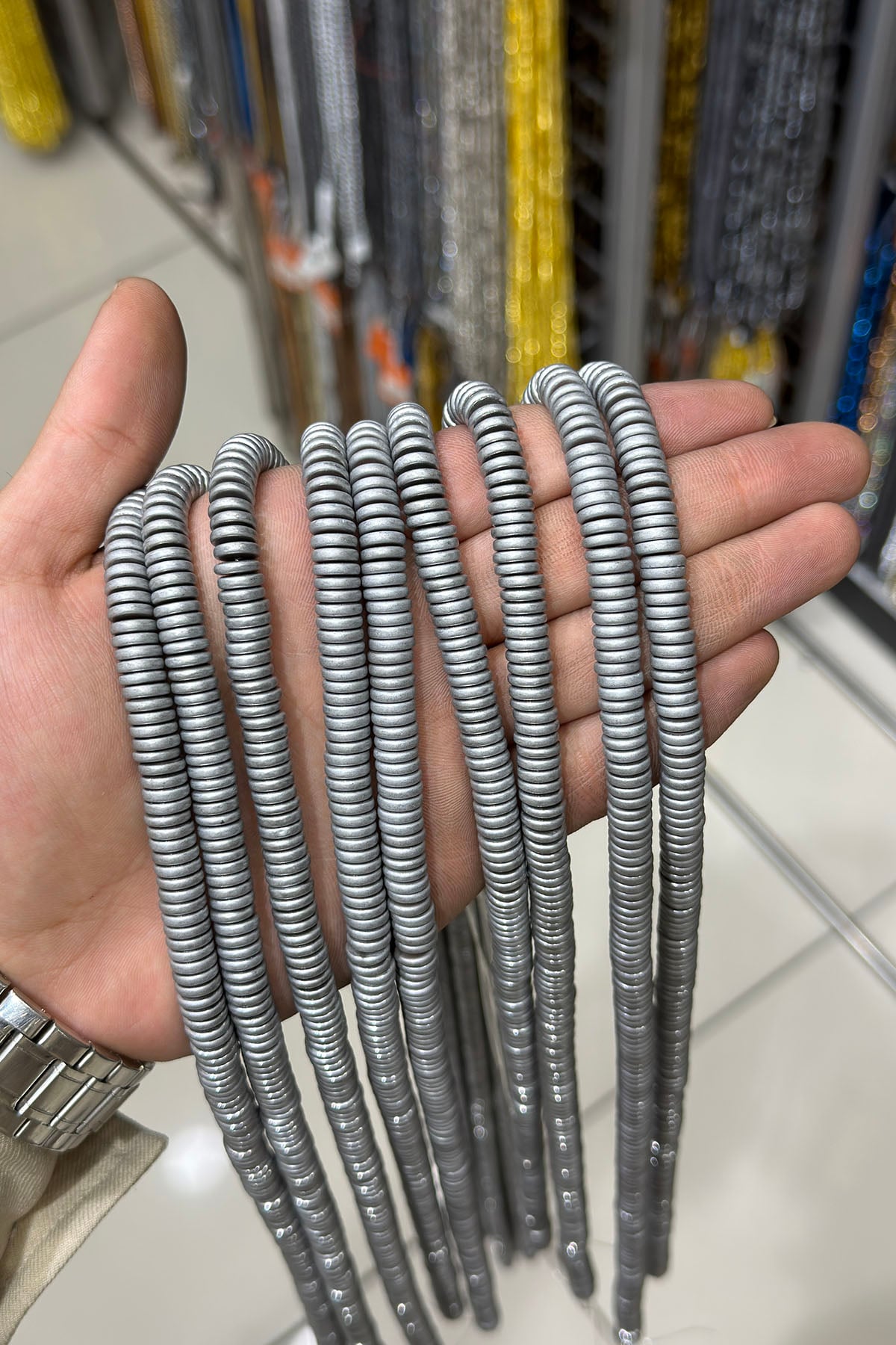 Hematit Taşı Rondela Kesim 8x2mm- Mat Açık Gri Doğal Taş Dizi