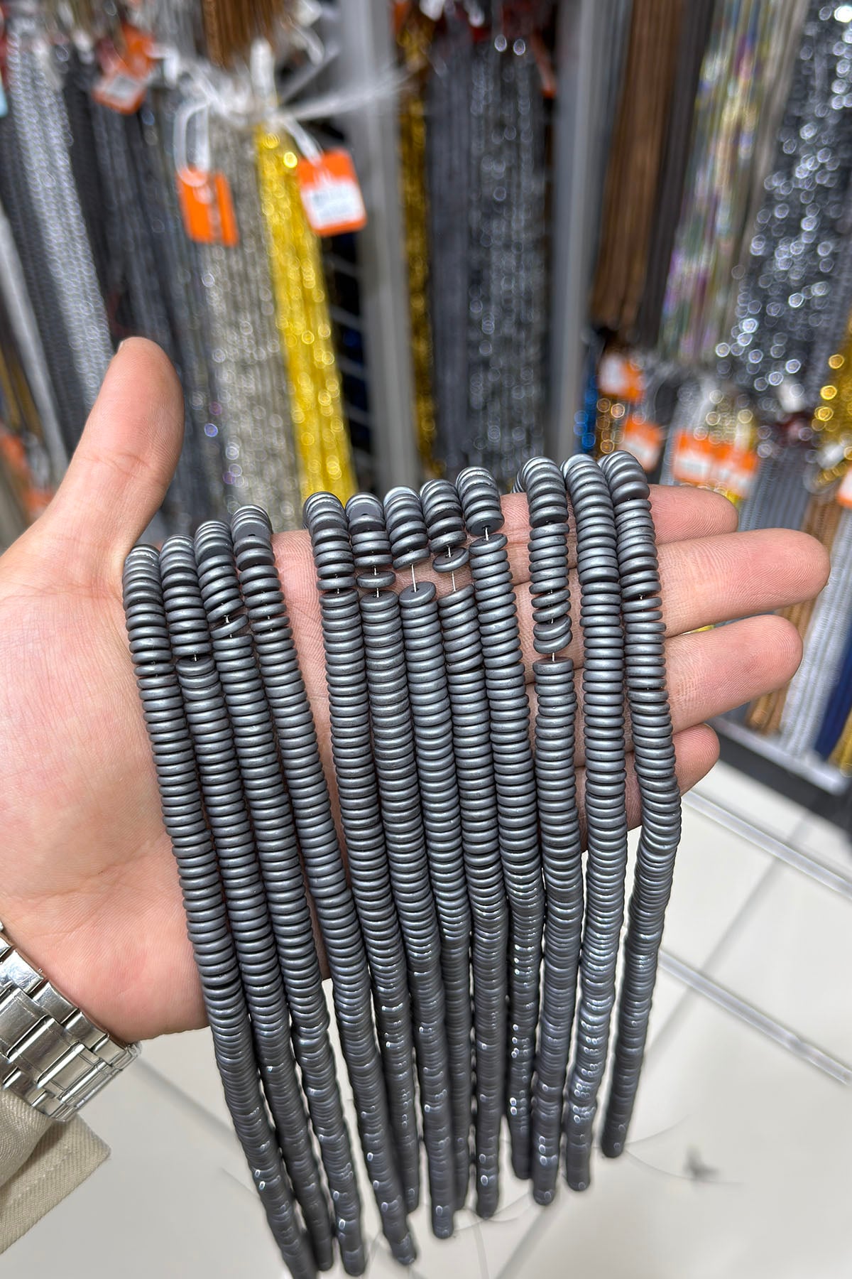 Hematit Taşı Rondela Kesim 8x2mm- Mat Gri Doğal Taş Dizi