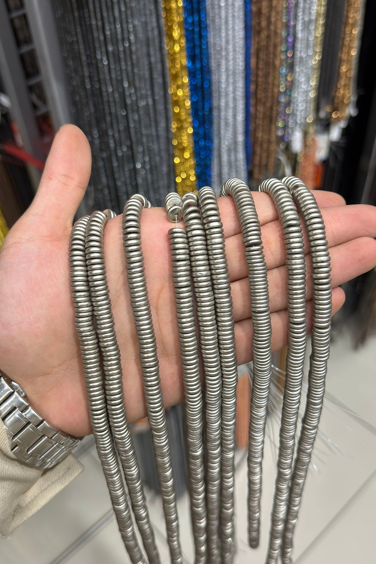 Hematit Taşı Rondela Kesim 8x2mm- Mat Titanyum Doğal Taş Dizi