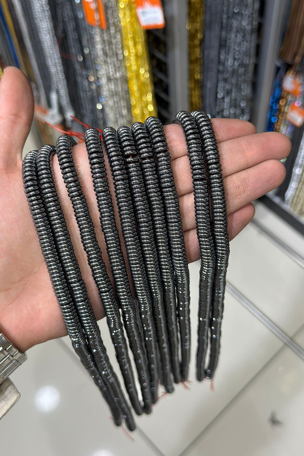 Hematit Taşı Rondela Kesim 8x2mm- Parlak Füme Doğal Taş Dizi