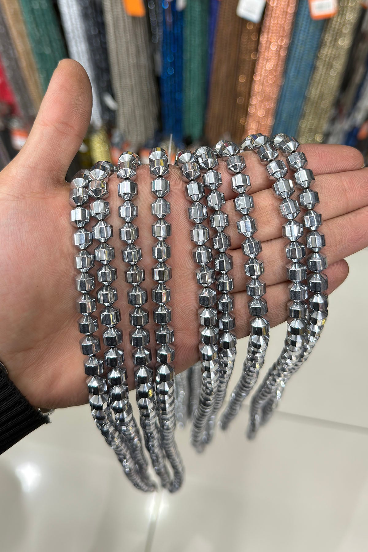 Hematit Taşı Rondela Kesim 8x8mm- Parlak Gümüş Doğal Taş Dizi