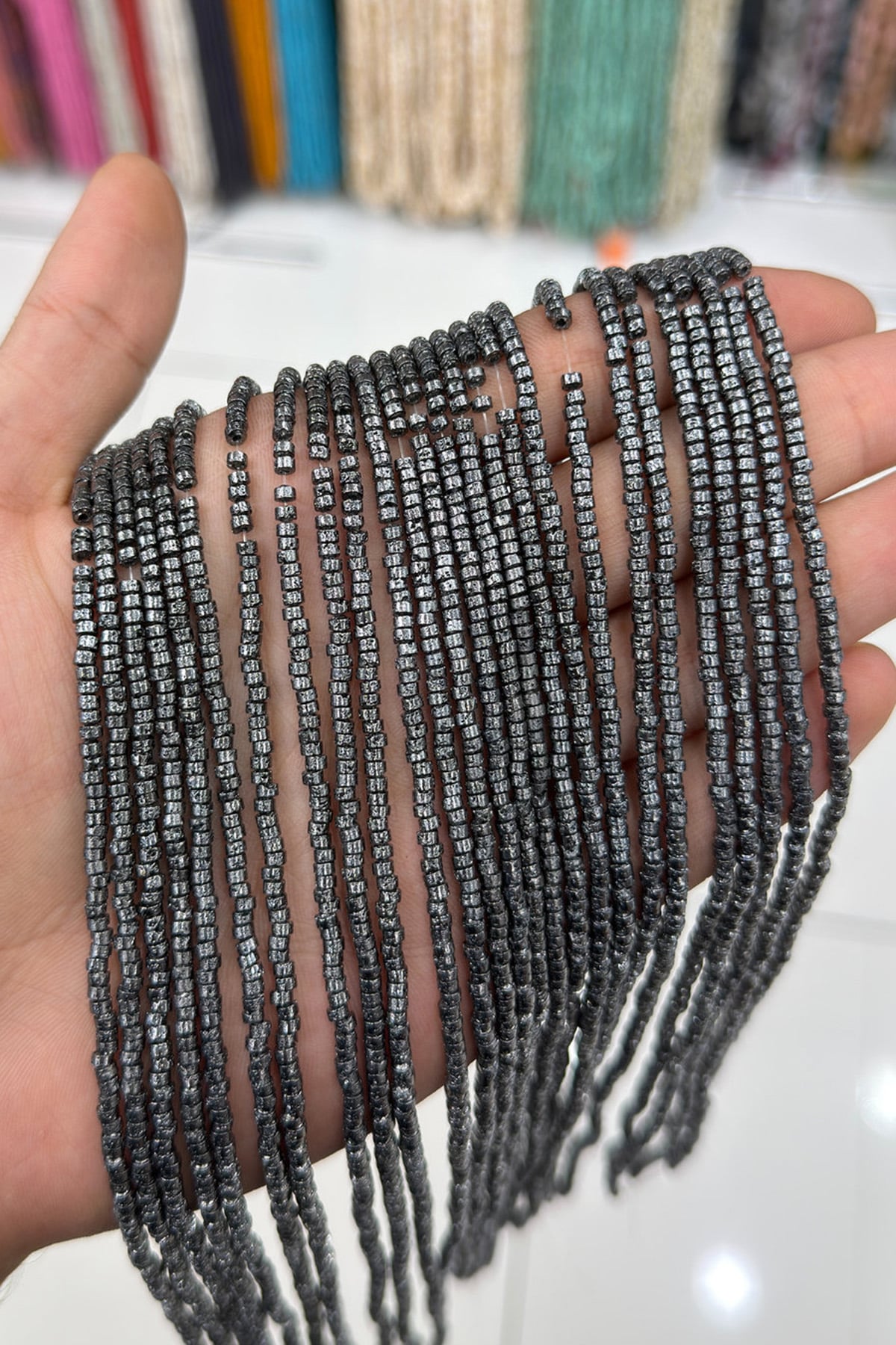 Hematit Taşı Rondela Kesim Füme 3x1mm Doğal Taş Dizi