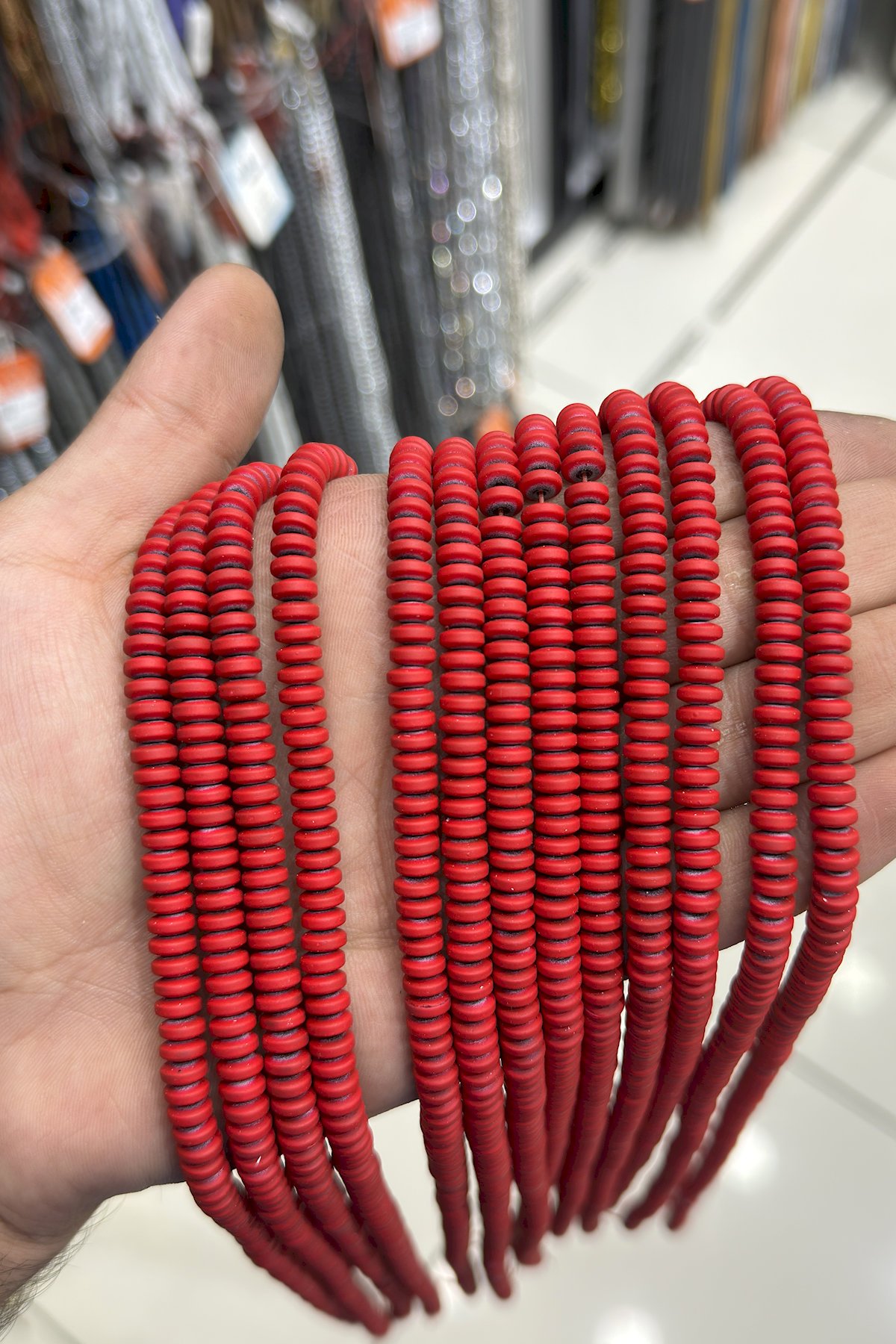 Hematit Taşı Rondela Kesim Kırmızı 6x3mm Doğal Taş Dizi