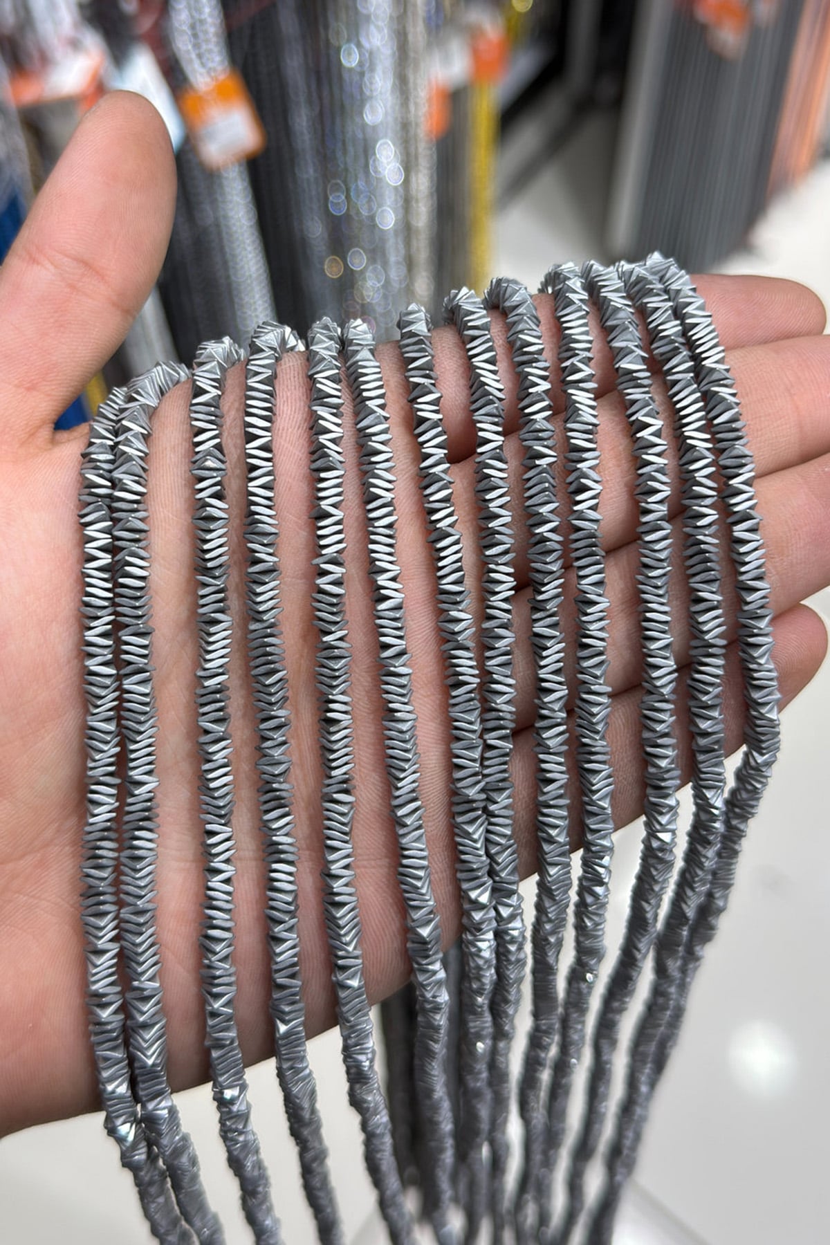 Hematit Taşı Rondela Kesim Mat Açık Gri 4x1mm Doğal Taş Dizi
