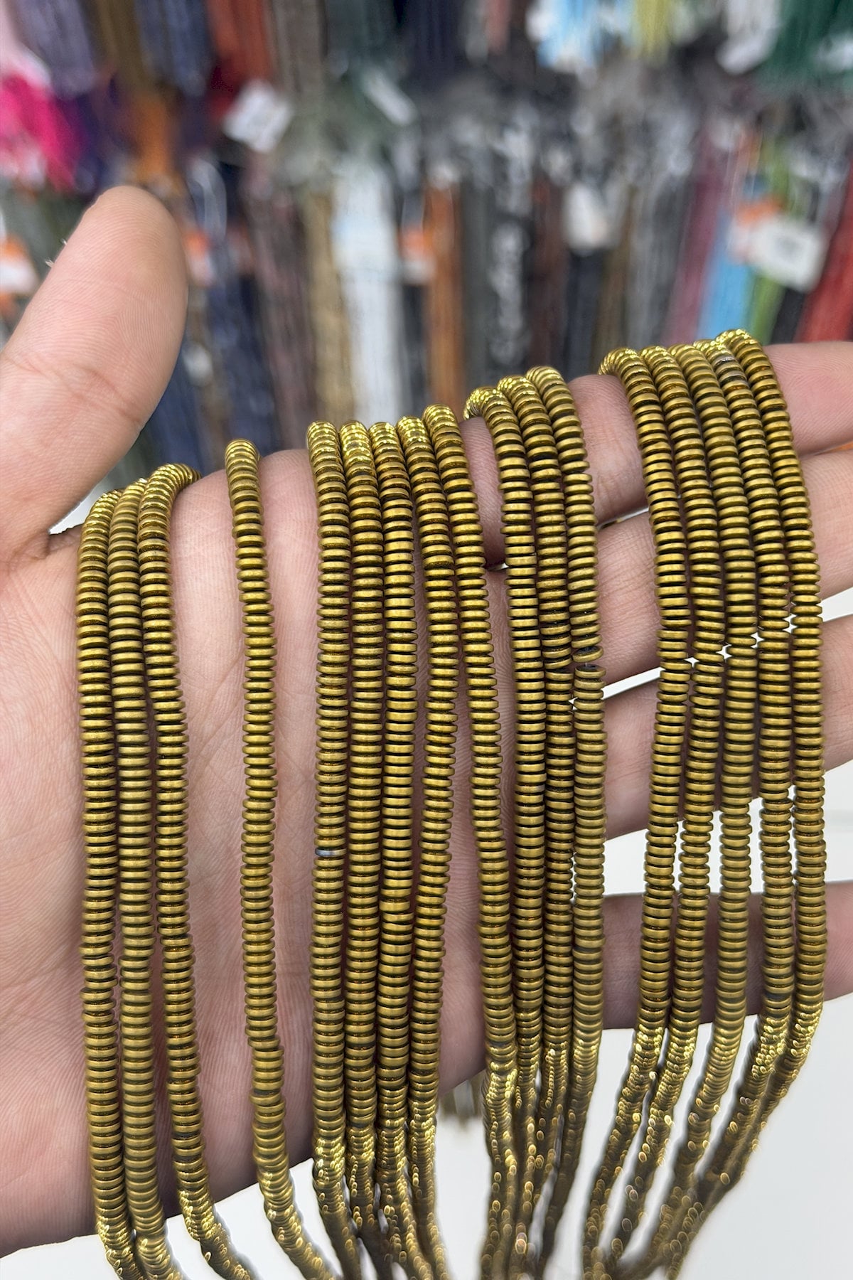 Hematit Taşı Rondela Kesim Mat Gold 4x1mm Doğal Taş Dizi