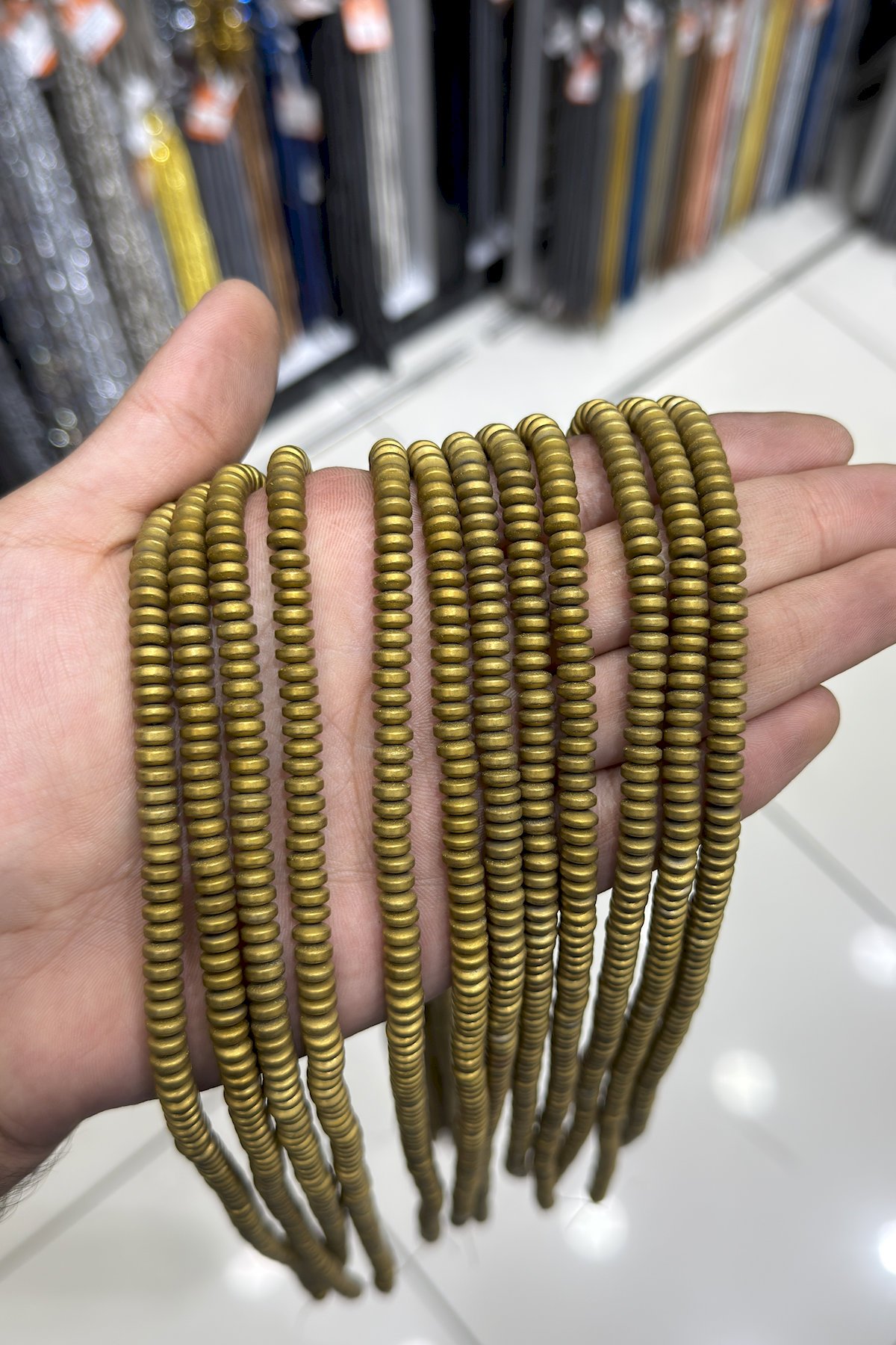 Hematit Taşı Rondela Kesim Mat Gold 6x3mm Doğal Taş Dizi
