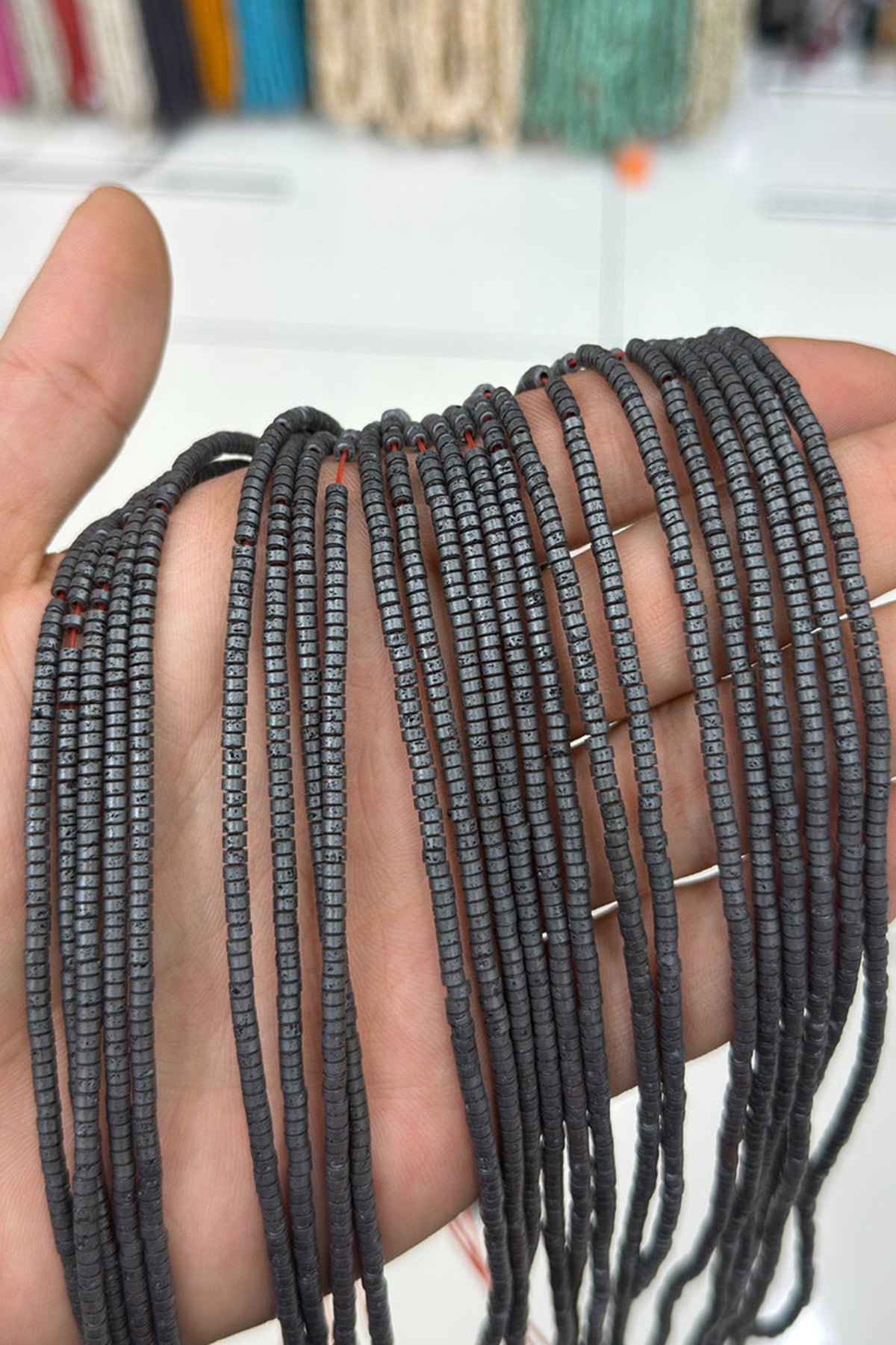 Hematit Taşı Rondela Kesim Mat Gri 3x1mm Doğal Taş Dizi