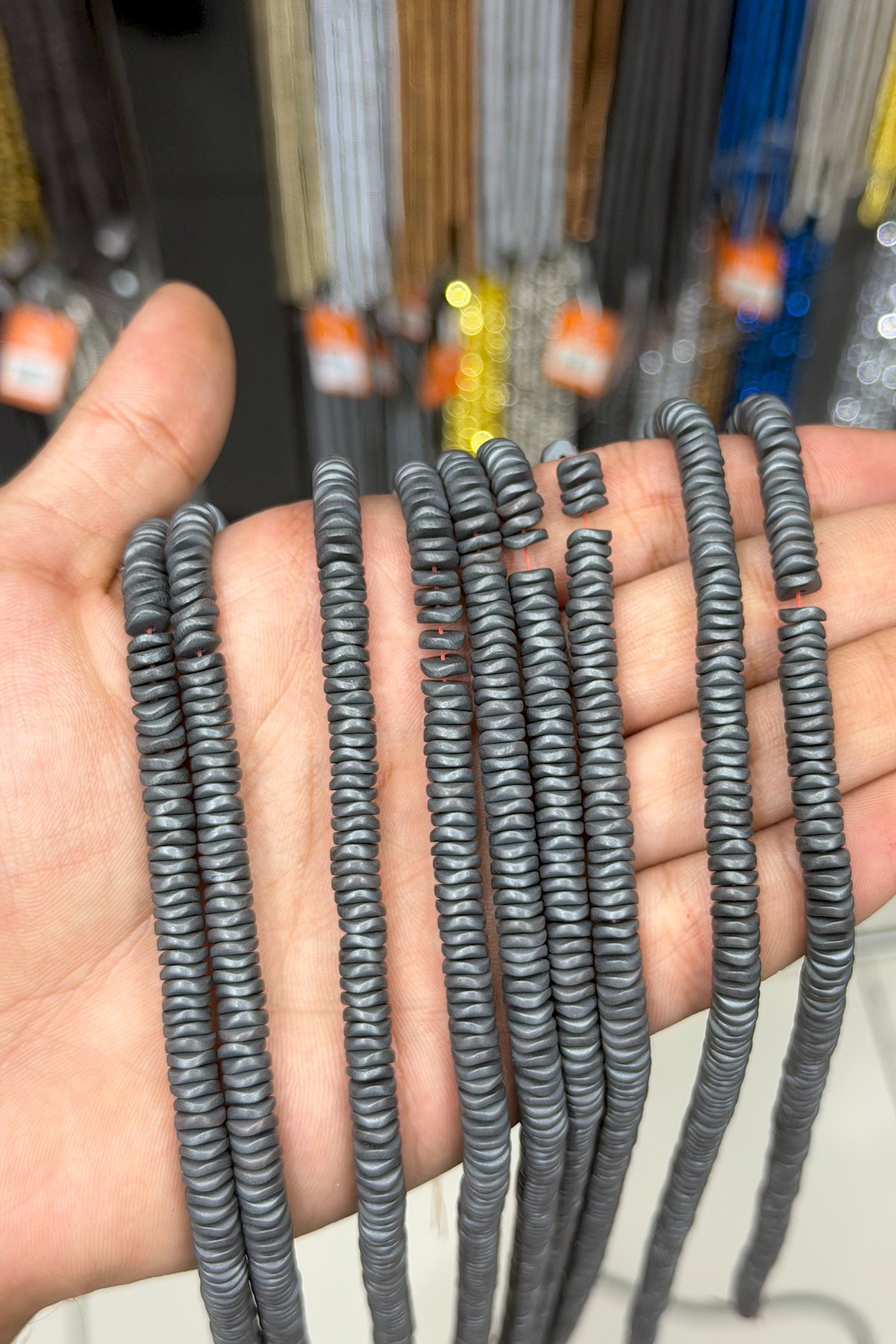 Hematit Taşı Rondela Kesim Mat Gri 6x1mm Doğal Taş Dizi
