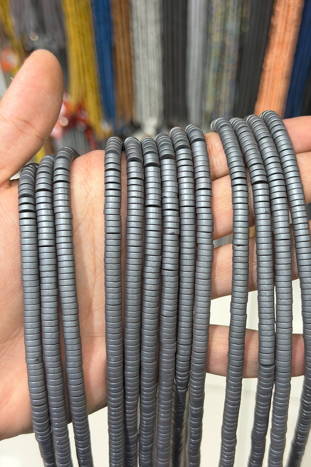 Hematit Taşı Rondela Kesim Mat Gri 6x2mm Doğal Taş Dizi