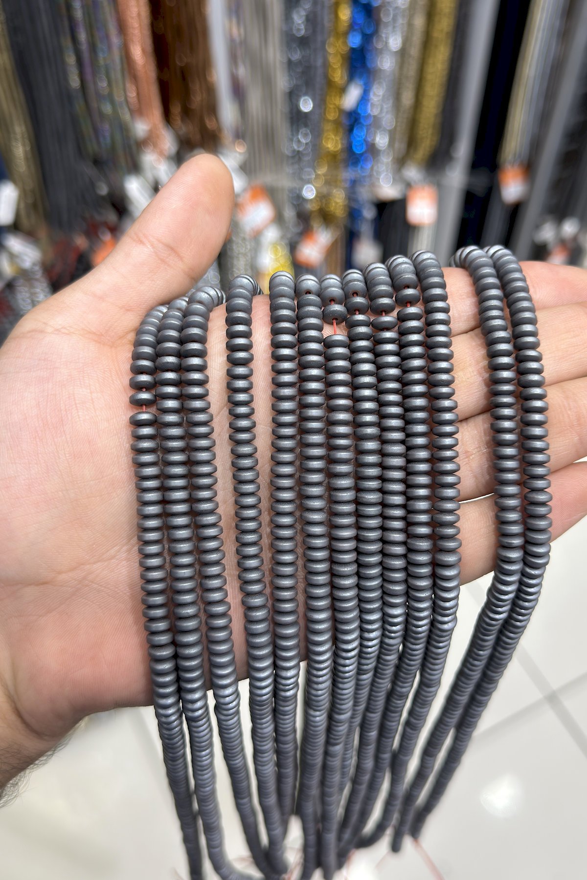 Hematit Taşı Rondela Kesim Mat Gri 6x3mm Doğal Taş Dizi