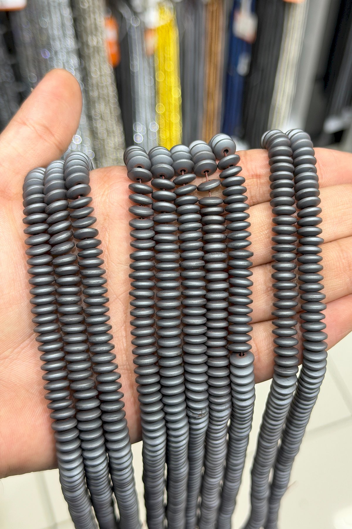 Hematit Taşı Rondela Kesim Mat Gri 8x3mm Doğal Taş Dizi