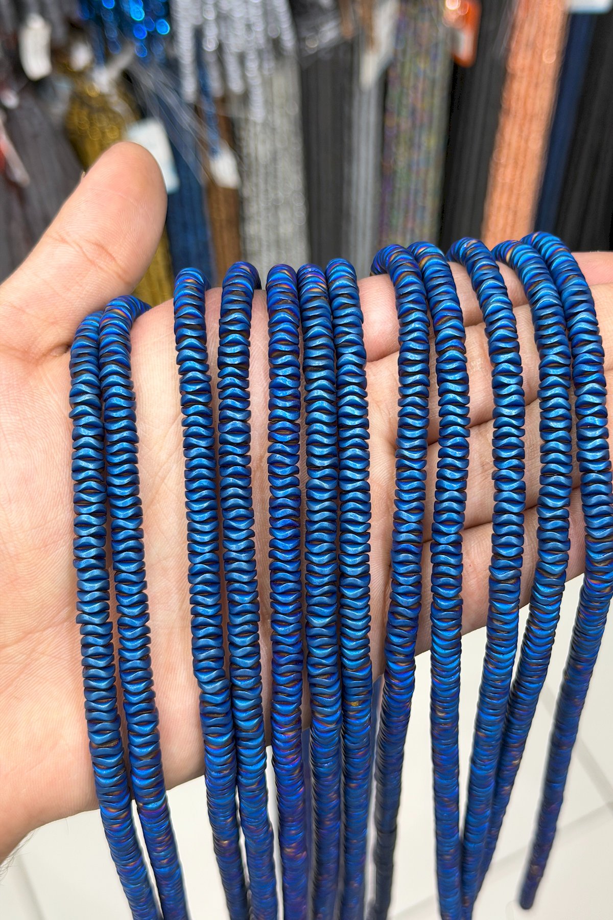 Hematit Taşı Rondela Kesim Mat Mavi 6x1mm Doğal Taş Dizi