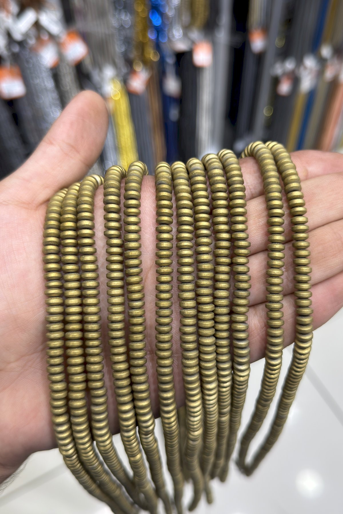 Hematit Taşı Rondela Kesim Mat Sarı 6x3mm Doğal Taş Dizi