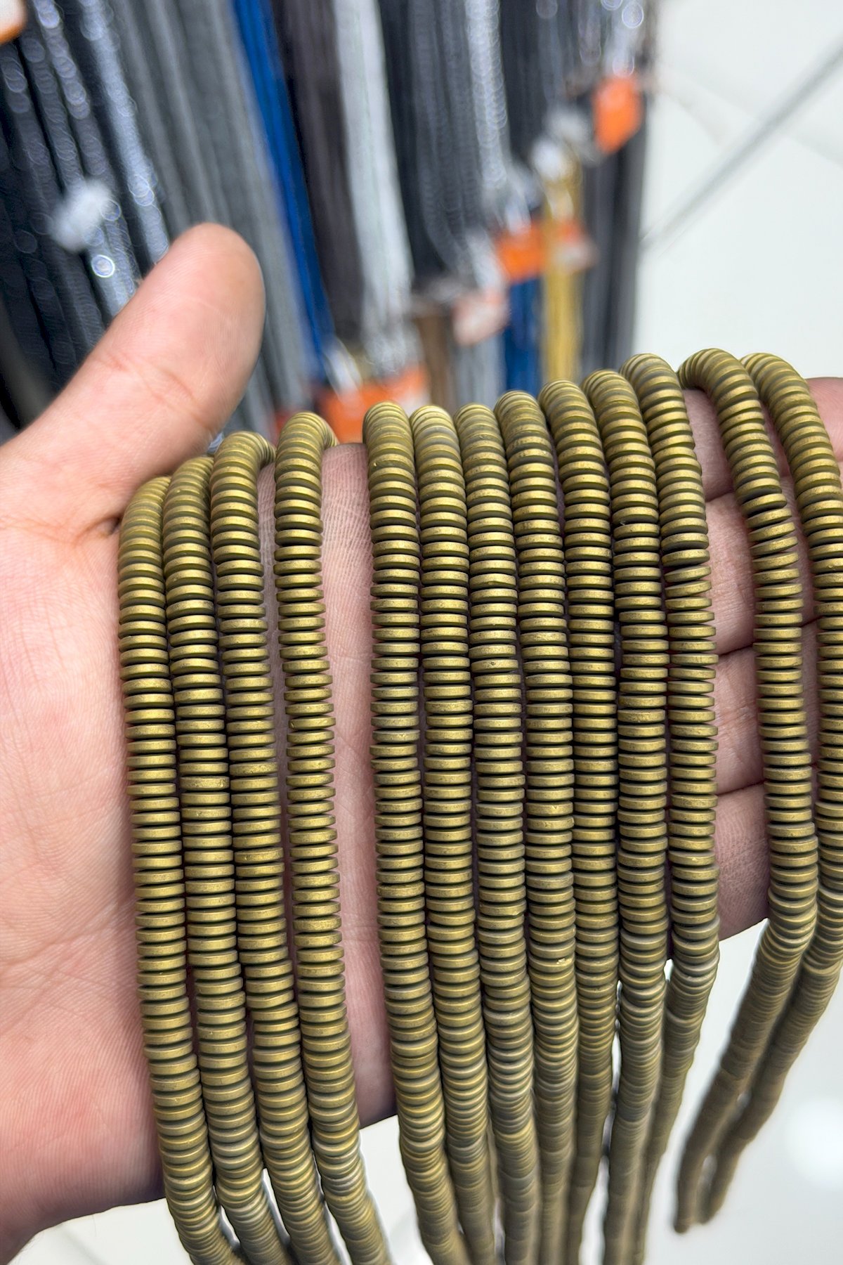 Hematit Taşı Rondela Kesim Mat Sarı 6x1mm Doğal Taş Dizi