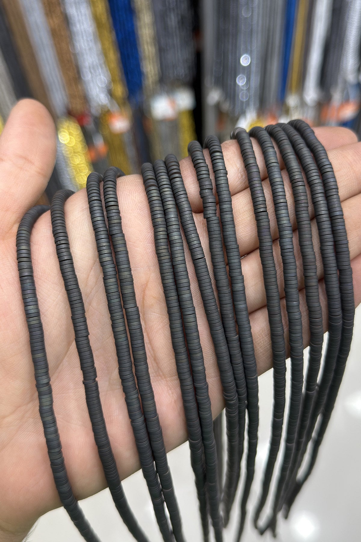Hematit Taşı Rondela Kesim Mat Siyah 4x1mm Doğal Taş Dizi