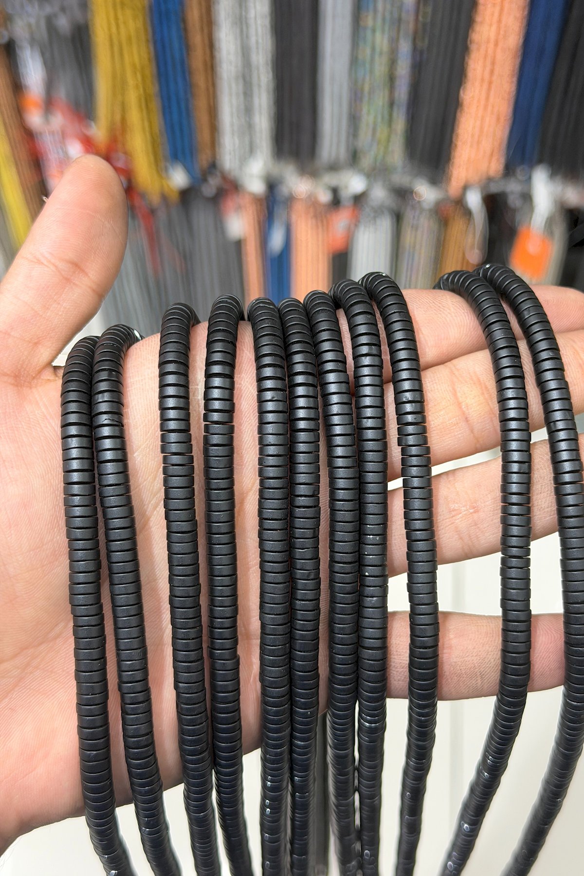 Hematit Taşı Rondela Kesim Mat Siyah 6x2mm Doğal Taş Dizi