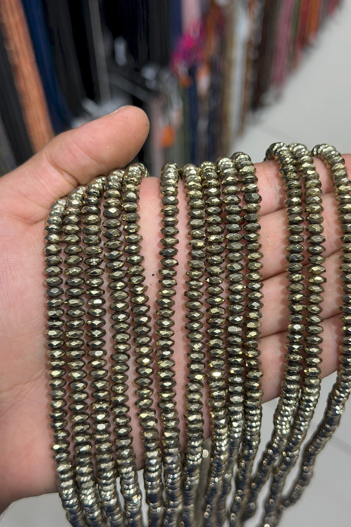 Hematit Taşı Rondela Kesim Parlak Antik Sarı 4x2mm Doğal Taş Dizi