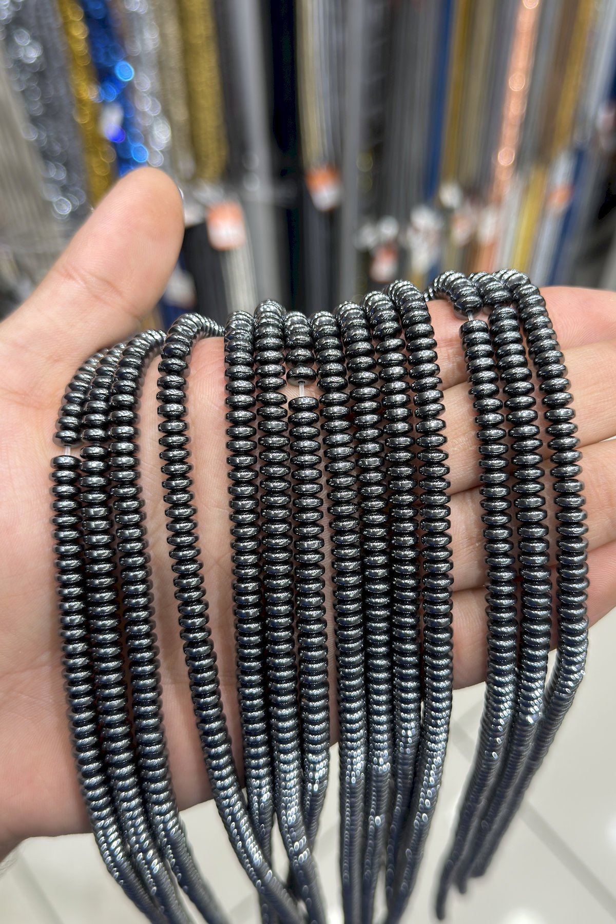 Hematit Taşı Rondela Kesim Parlak Füme 6x3mm Doğal Taş Dizi