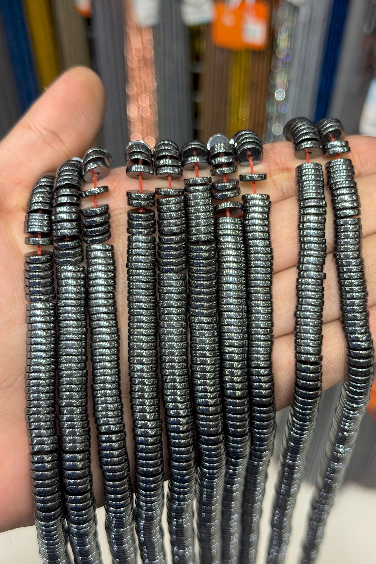 Hematit Taşı Rondela Kesim Parlak Füme 8x2mm Doğal Taş Dizi