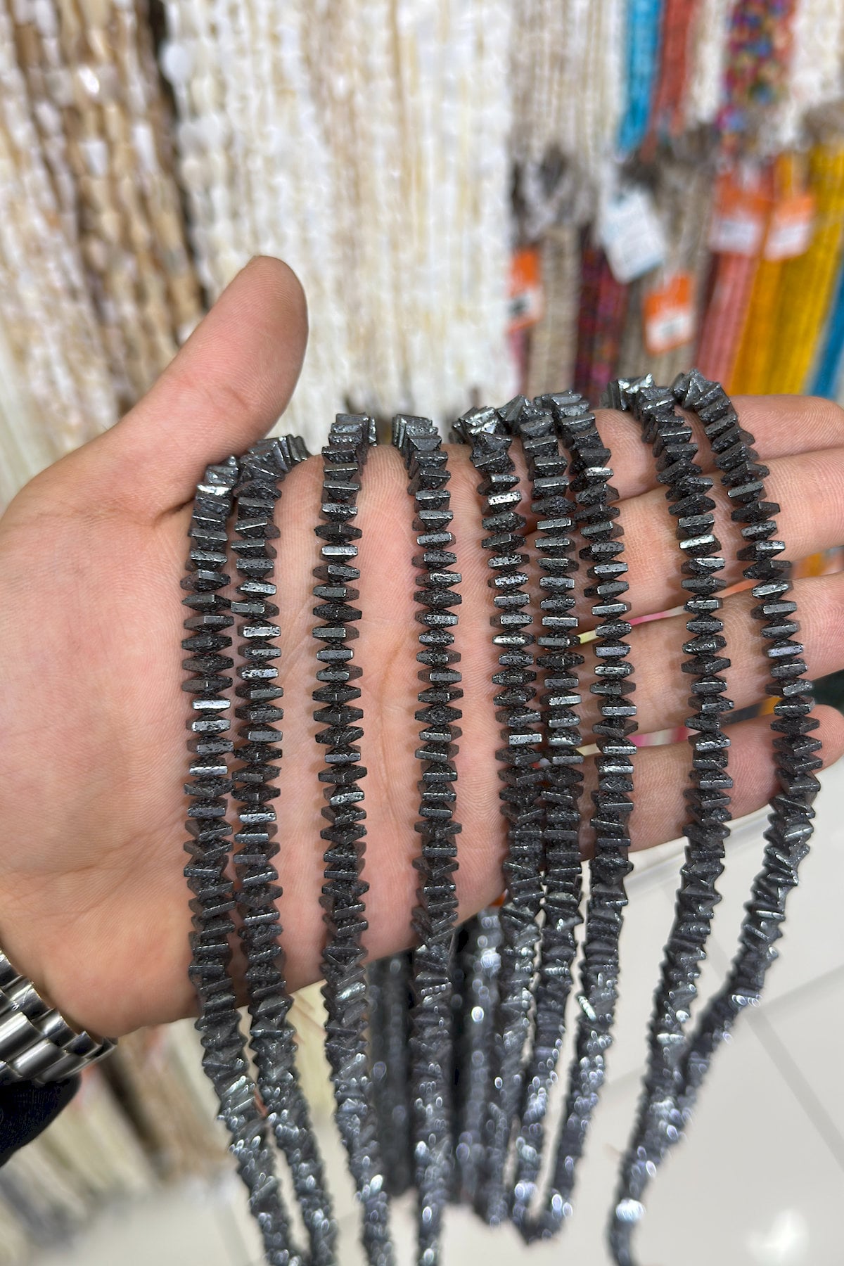 Hematit Taşı Rondela Kesim Parlak Füme 6x4mm Doğal Taş Dizi