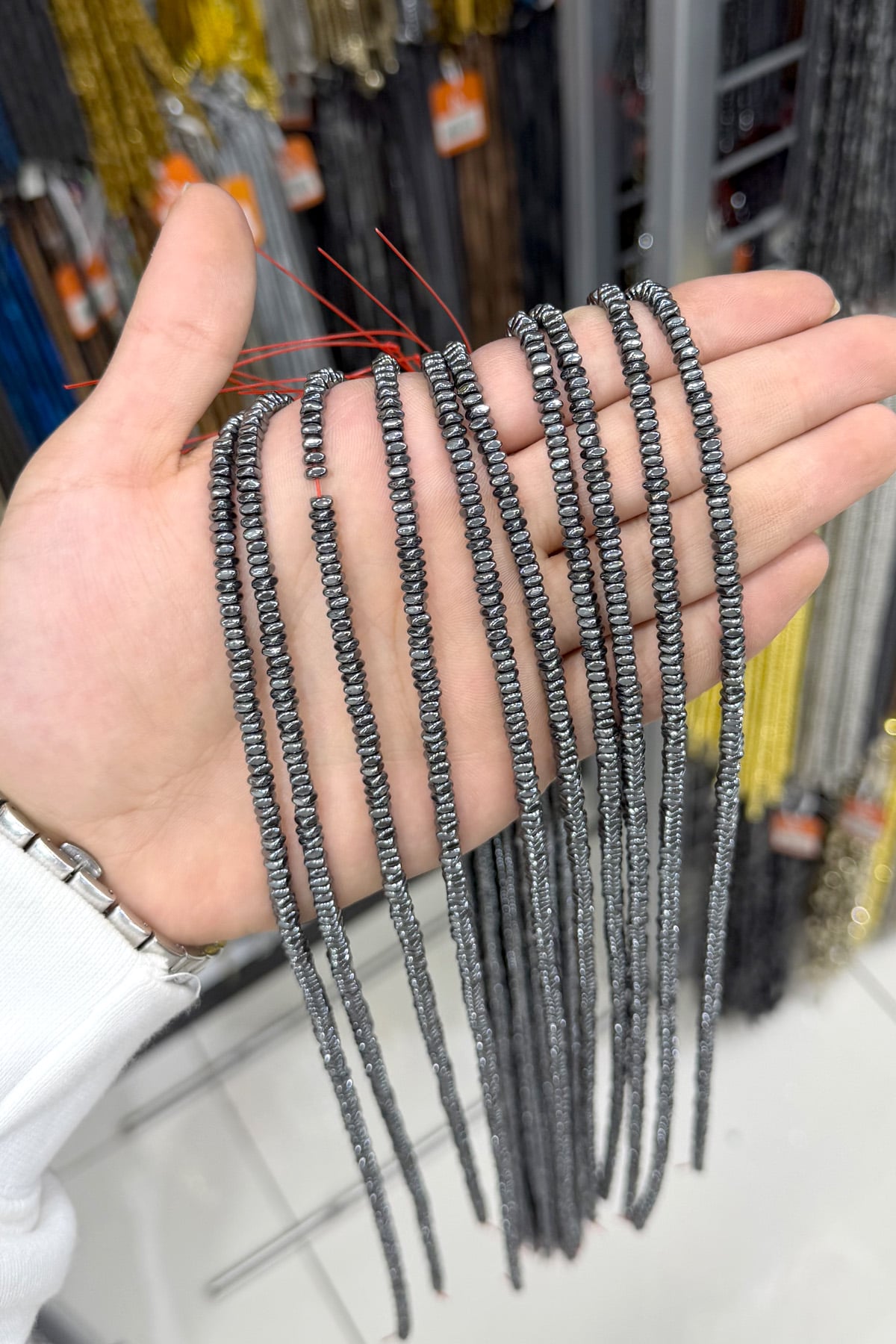 Hematit Taşı Rondela Kesim 4x2mm- Parlak Füme Doğal Taş Dizi