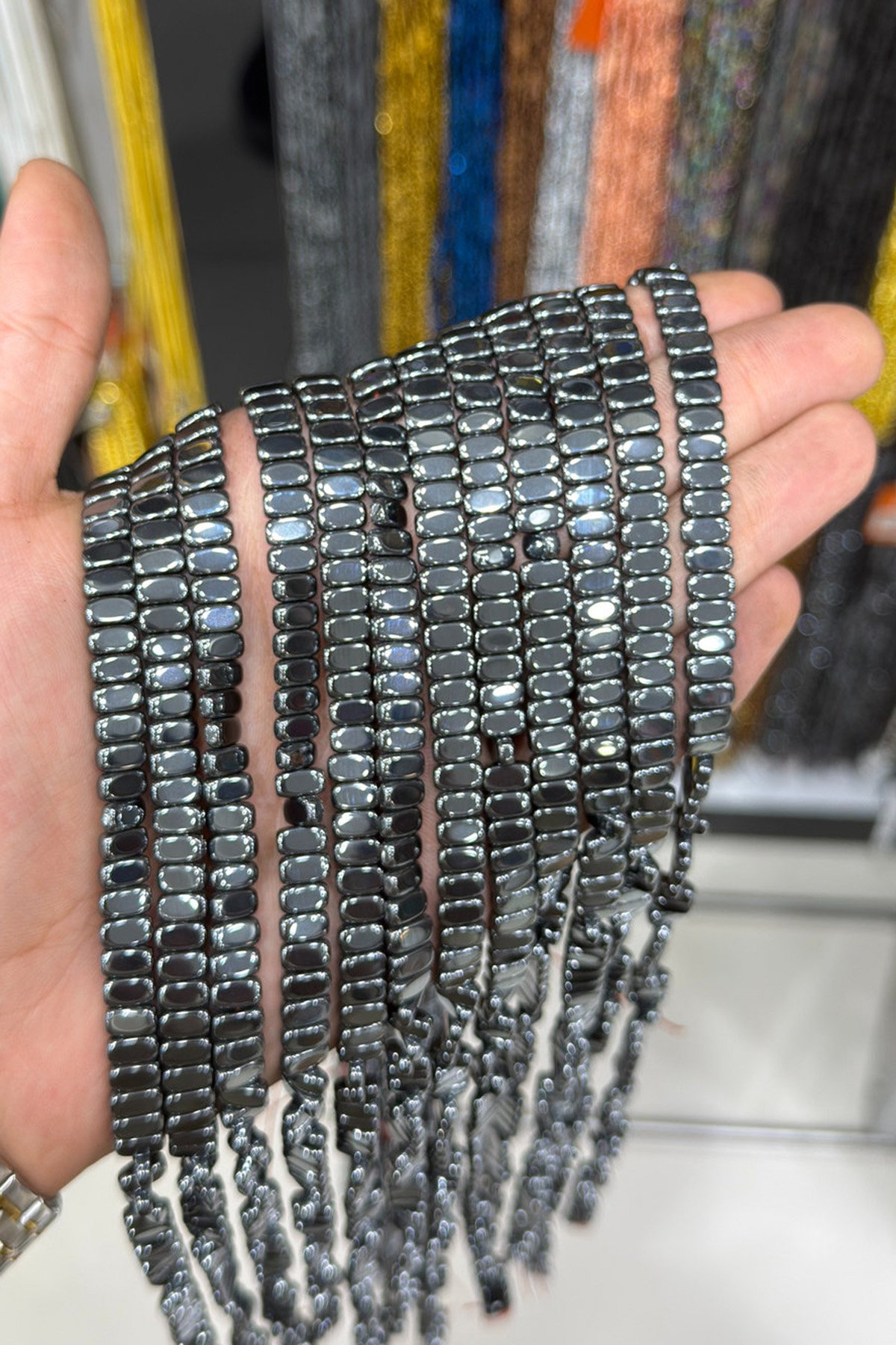 Hematit Taşı Rondela Kesim Parlak Füme 4x8mm Doğal Taş Dizi