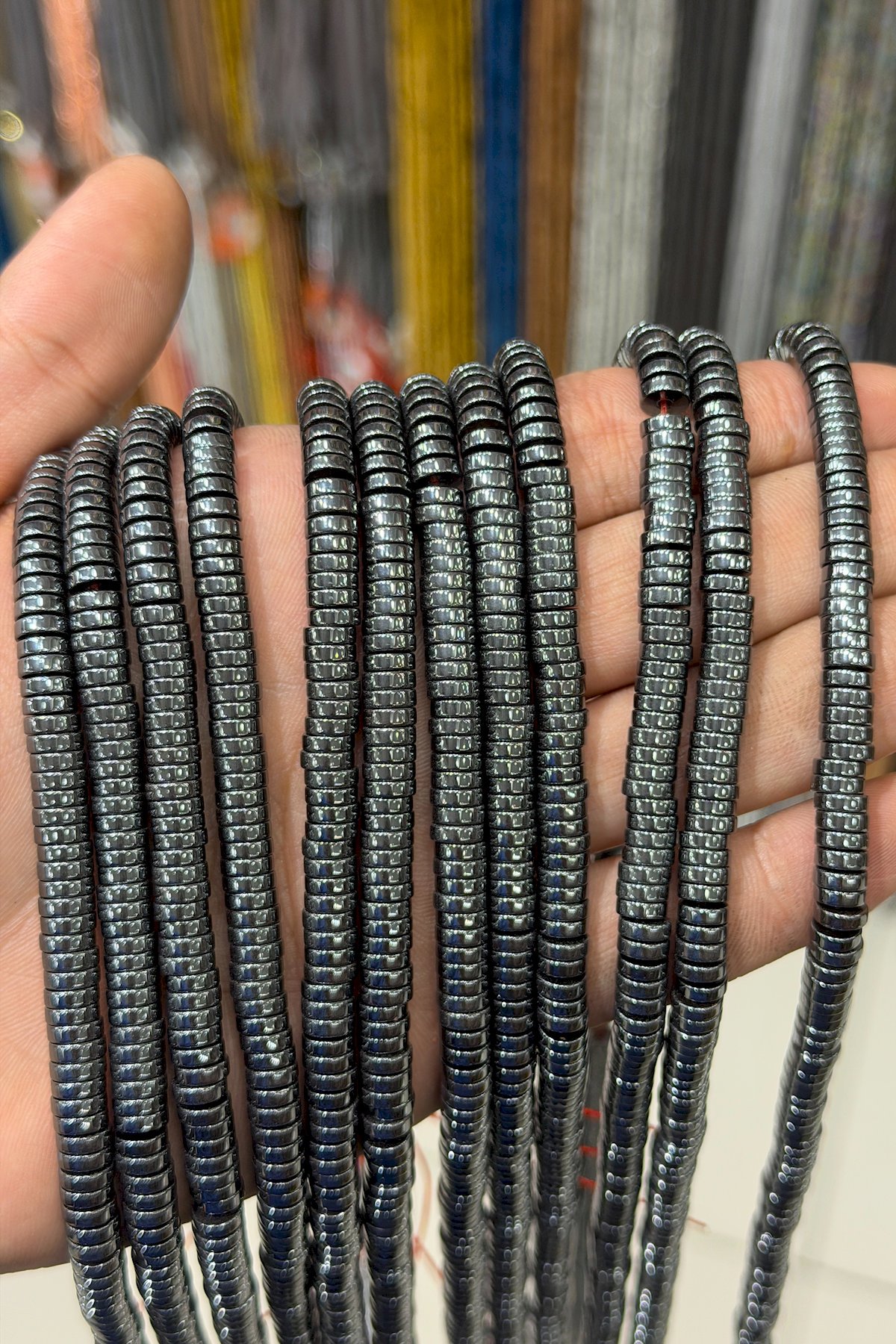 Hematit Taşı Rondela Kesim Parlak Füme 6x2mm Doğal Taş Dizi