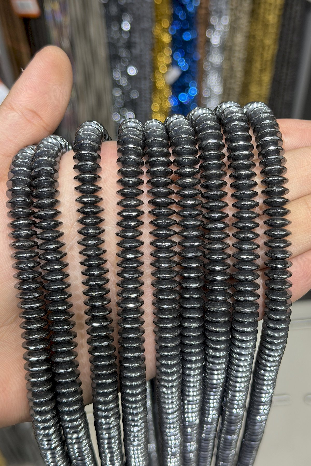 Hematit Taşı Rondela Kesim Parlak Füme 10x3mm Doğal Taş Dizi