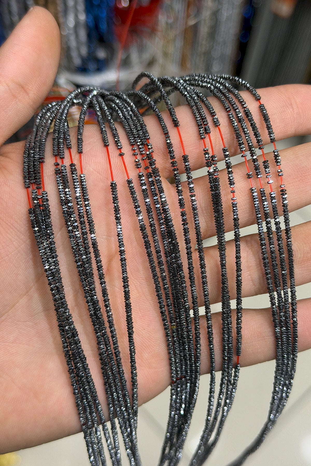 Hematite Stone Rondelle-Cut Shiny Smoky Gray 1x8mm Bead Strand