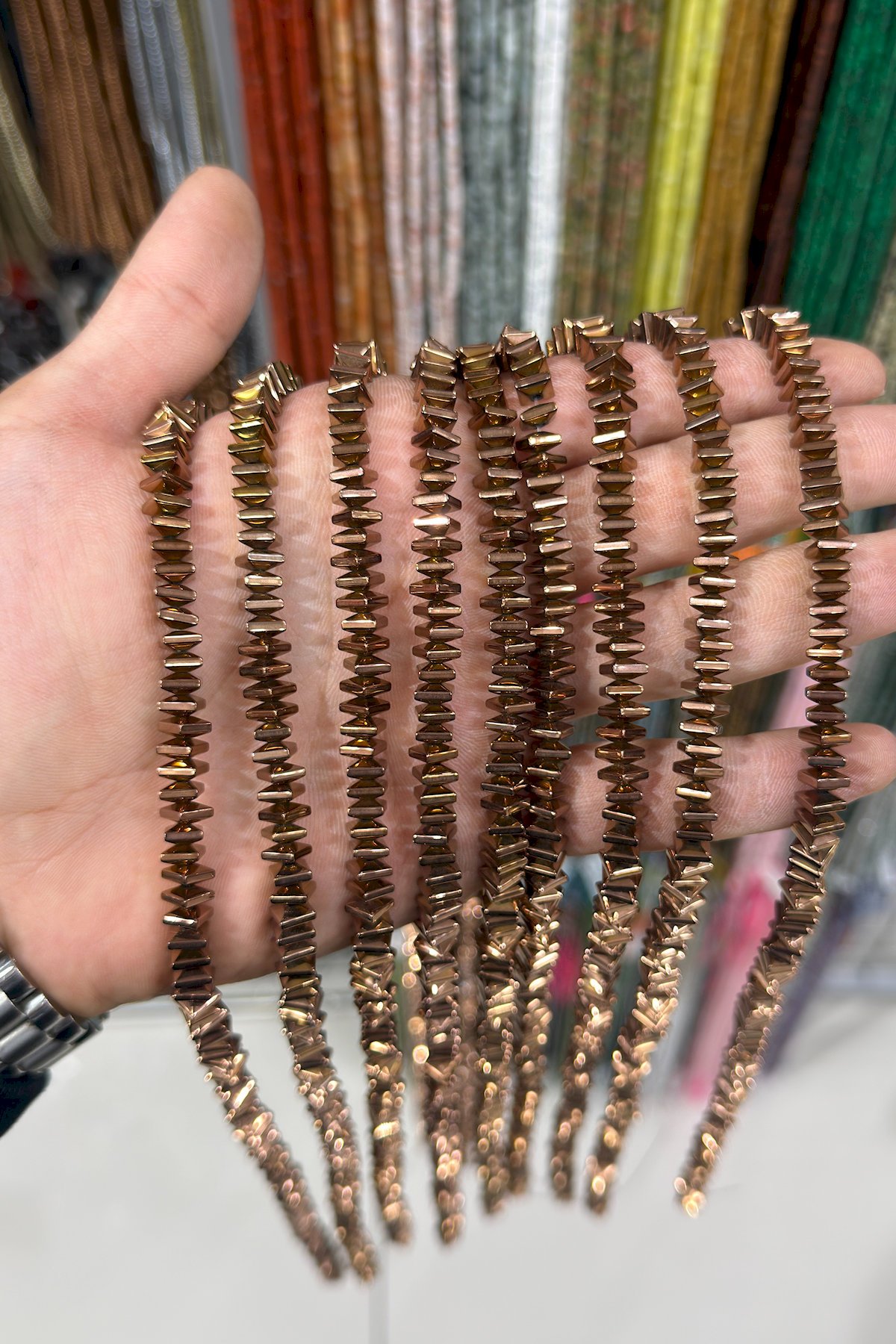 Hematit Taşı Rondela Kesim Parlak Gökkuşağı 6x3mm Doğal Taş Dizi