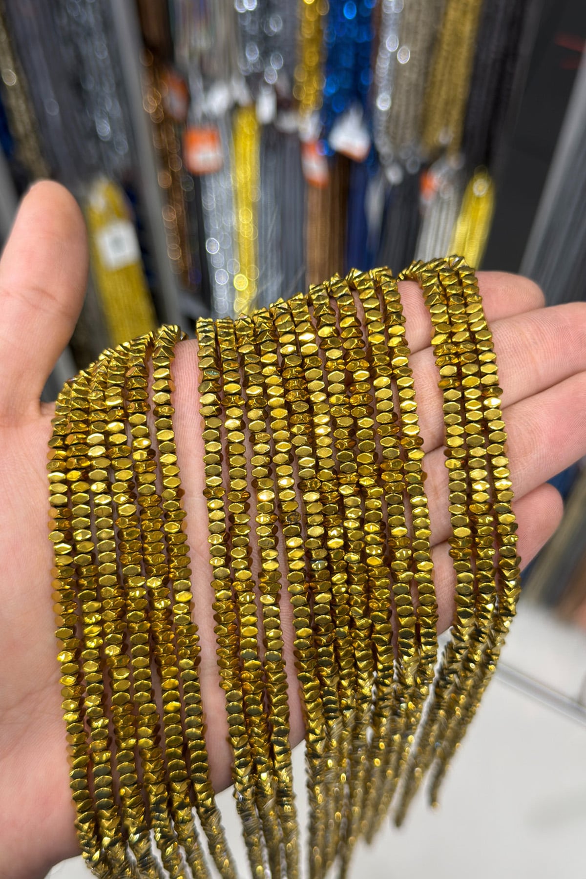 Hematit Taşı Rondela Kesim Parlak Gold 4x2mm Doğal Taş Dizi