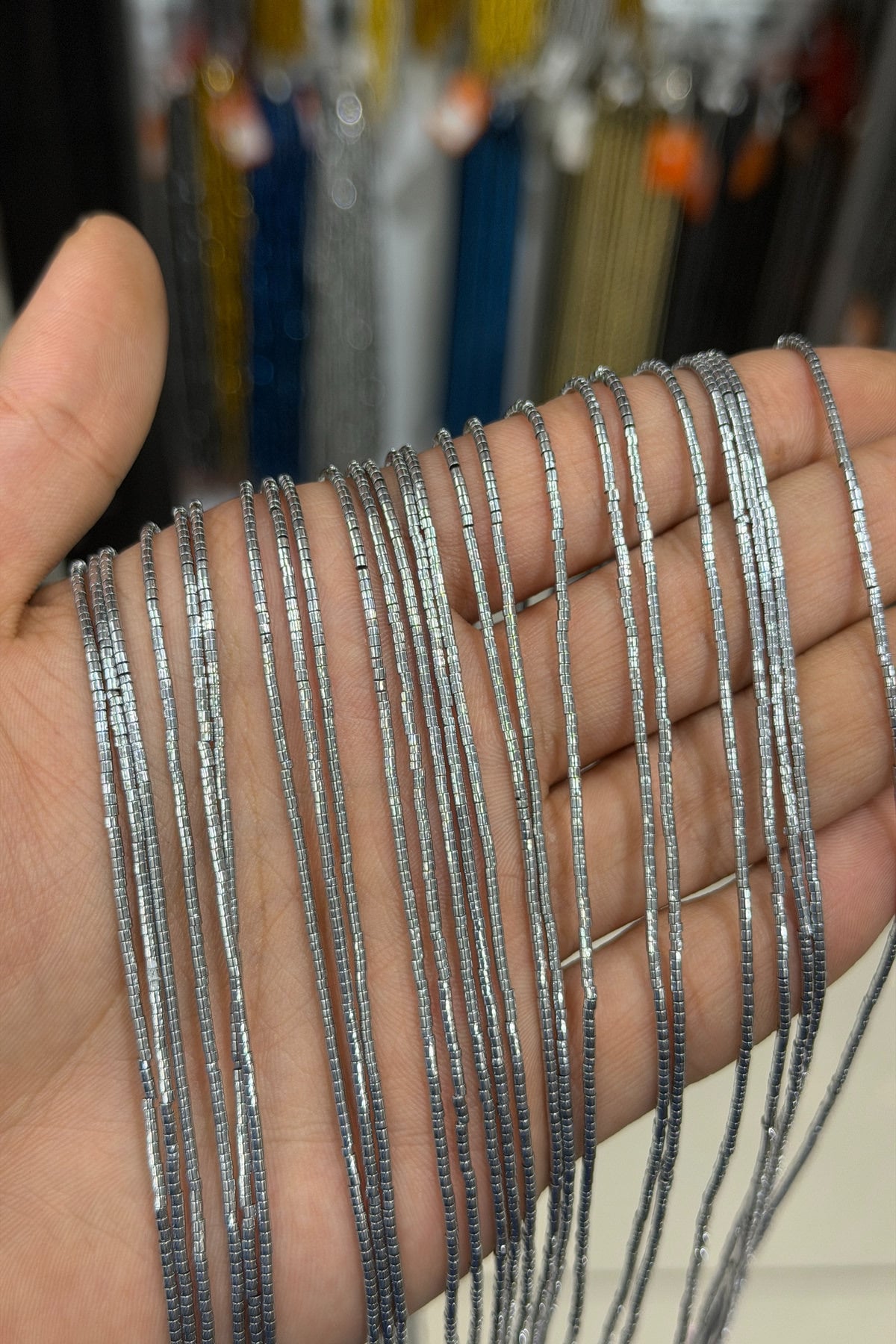 Hematit Taşı Rondela Kesim Parlak Gümüş 1x1mm Doğal Taş Dizi