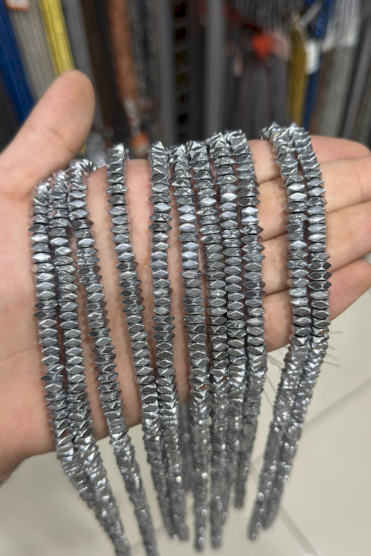 Hematit Taşı Rondela Kesim Parlak Gümüş 6x3mm Doğal Taş Dizi