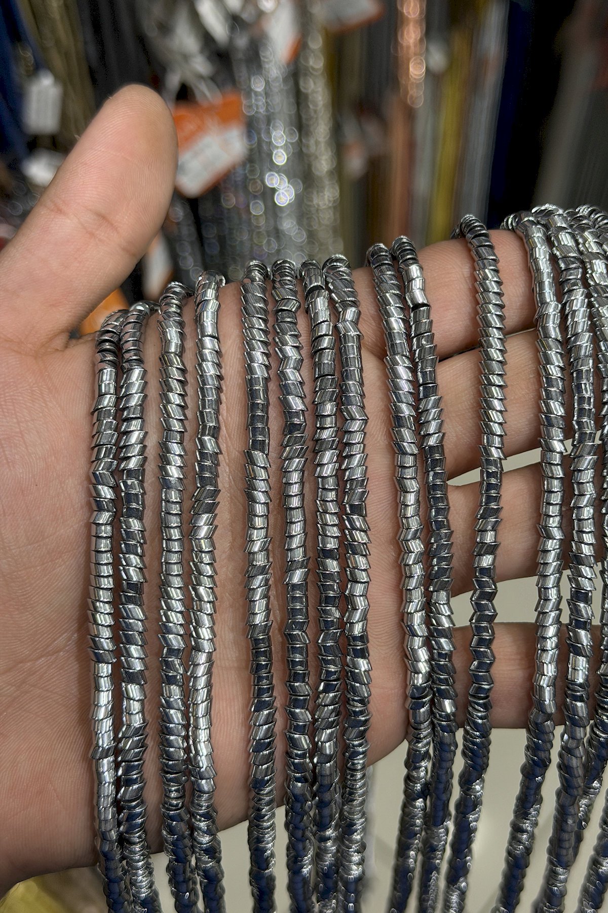 Hematit Taşı Rondela Kesim Parlak Gümüş 4x2mm Doğal Taş Dizi