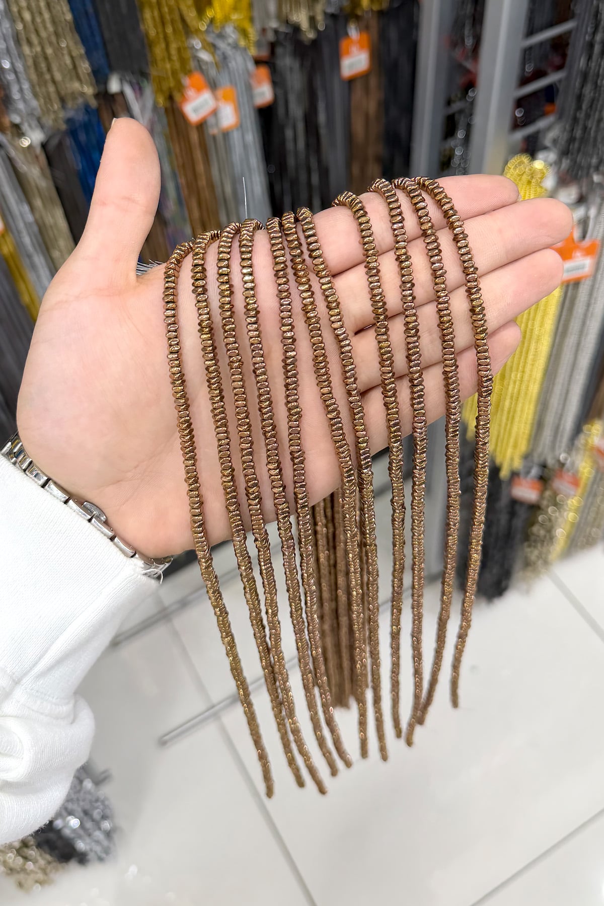 Hematit Taşı Rondela Kesim 4x2mm- Parlak Kahverengi Doğal Taş Dizi