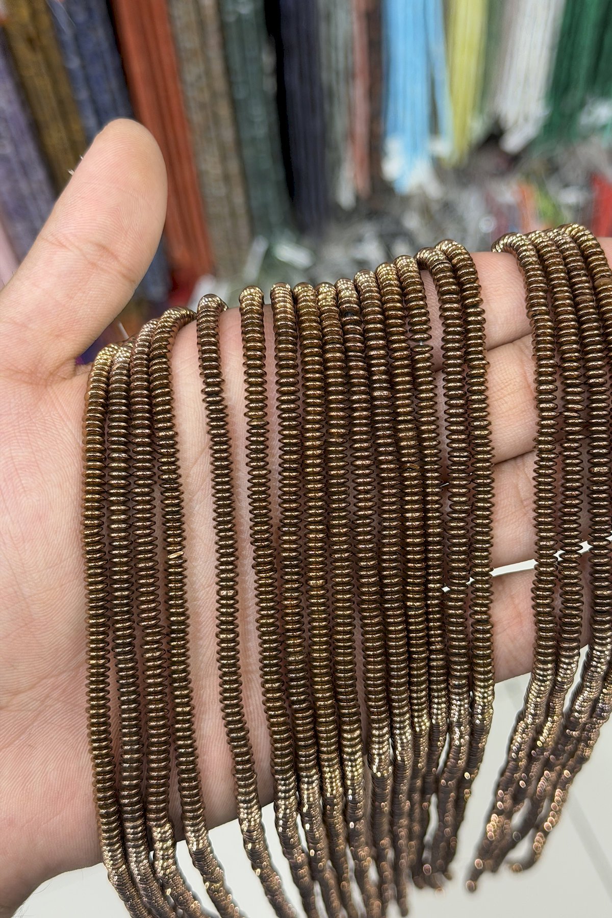 Hematit Taşı Rondela Kesim Parlak Kahverengi 4x1mm Doğal Taş Dizi
