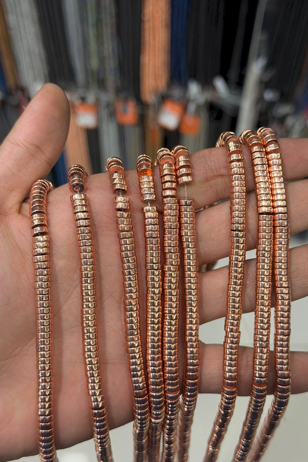 Hematit Taşı Rondela Kesim Parlak Roz 6x2mm Doğal Taş Dizi