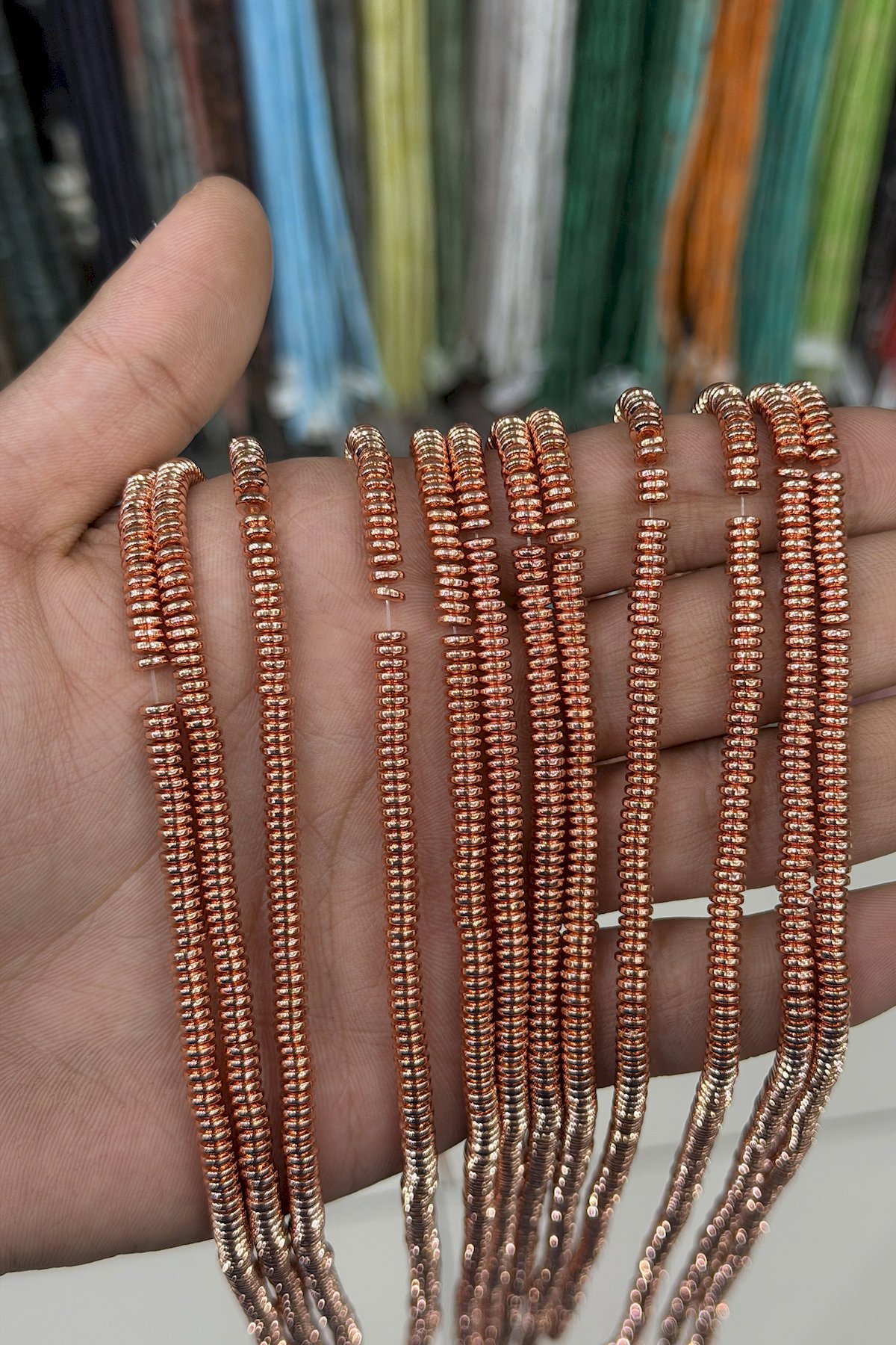 Hematit Taşı Rondela Kesim Parlak Roz 4x1mm Doğal Taş Dizi