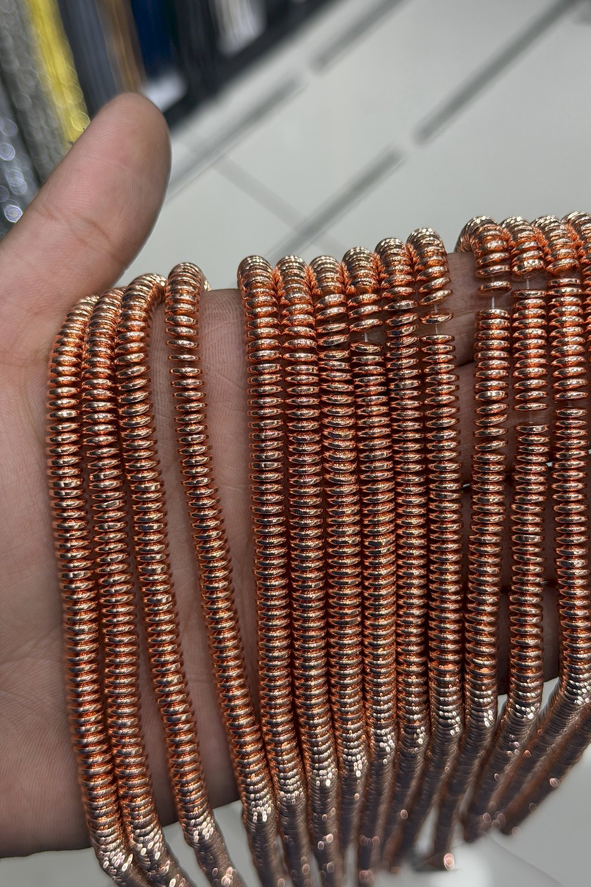 Hematit Taşı Rondela Kesim Parlak Roz 6x1mm Doğal Taş Dizi