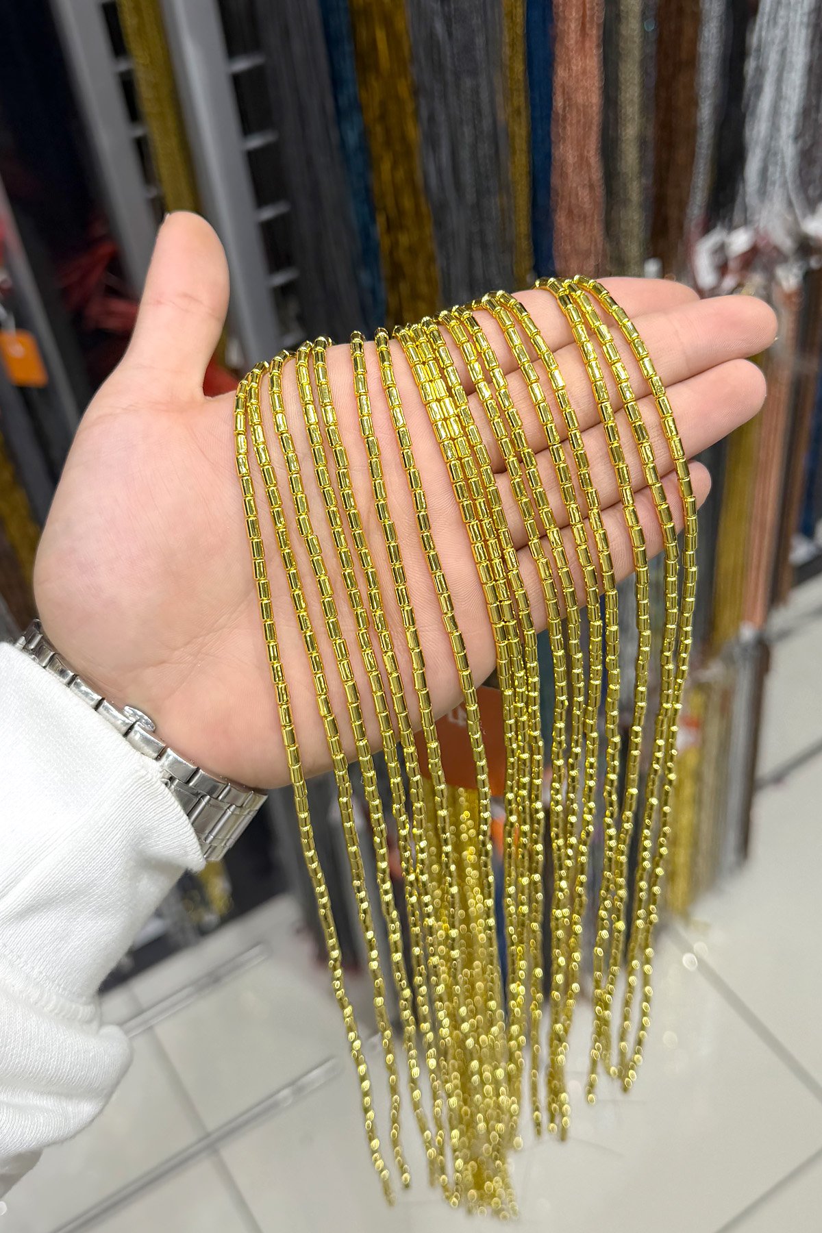 Hematit Taşı Silindir Kesim 3x5mm- Altın Sarı Doğal Taş Dizi