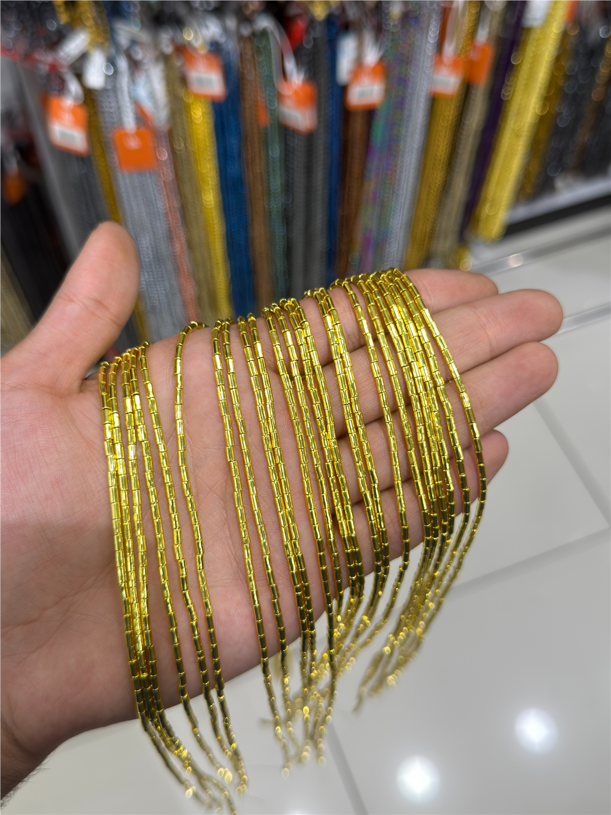 Hematit Taşı Silindir Kesim Altın Sarı 2x4mm Doğal Taş Dizi