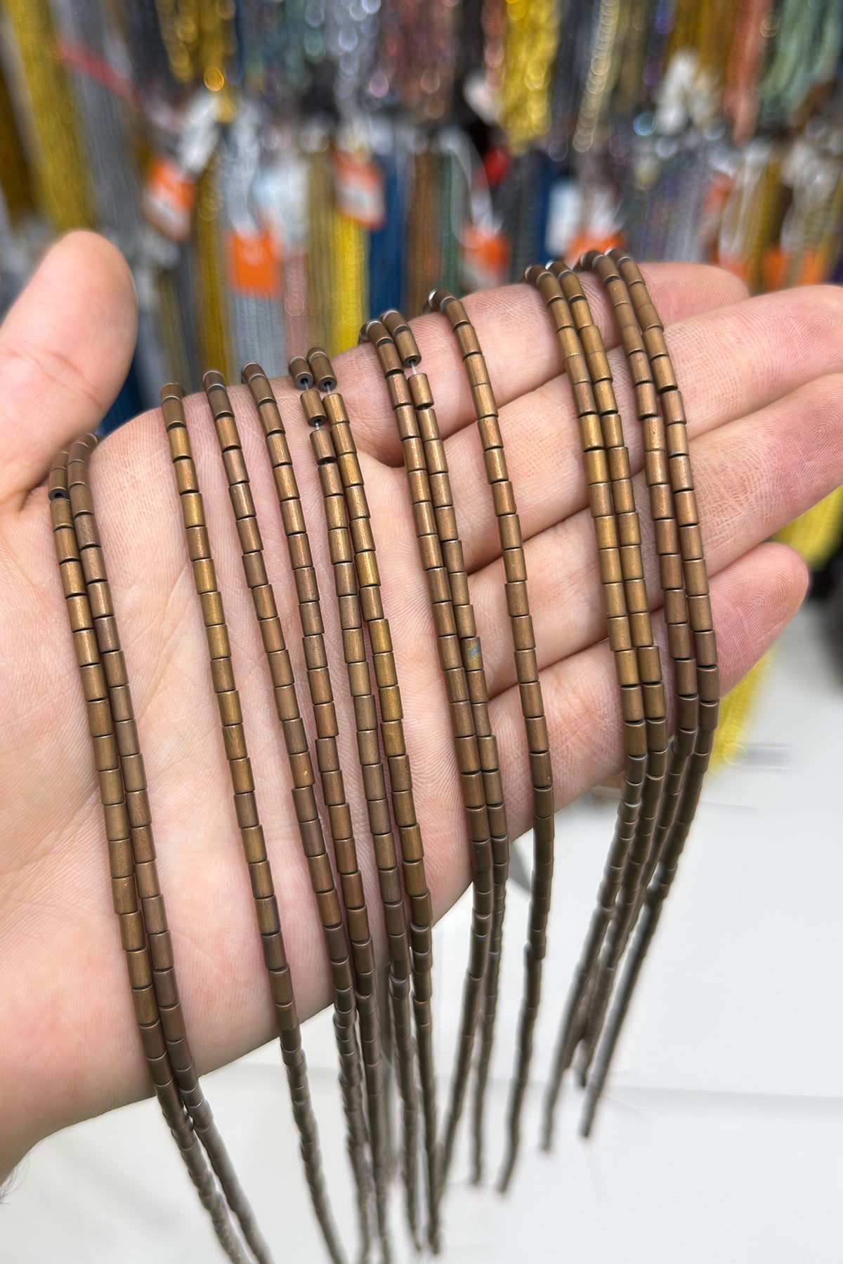 Hematit Taşı Silindir Kesim Mat Kahverengi 3x5mm Doğal Taş Dizi