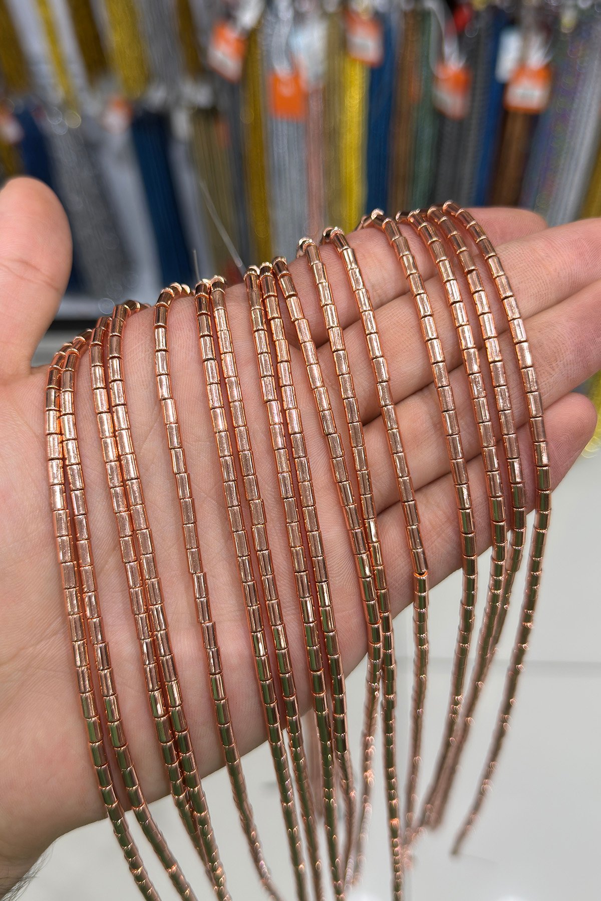 Hematit Taşı Silindir Kesim Parlak Roz 3x5mm Doğal Taş Dizi