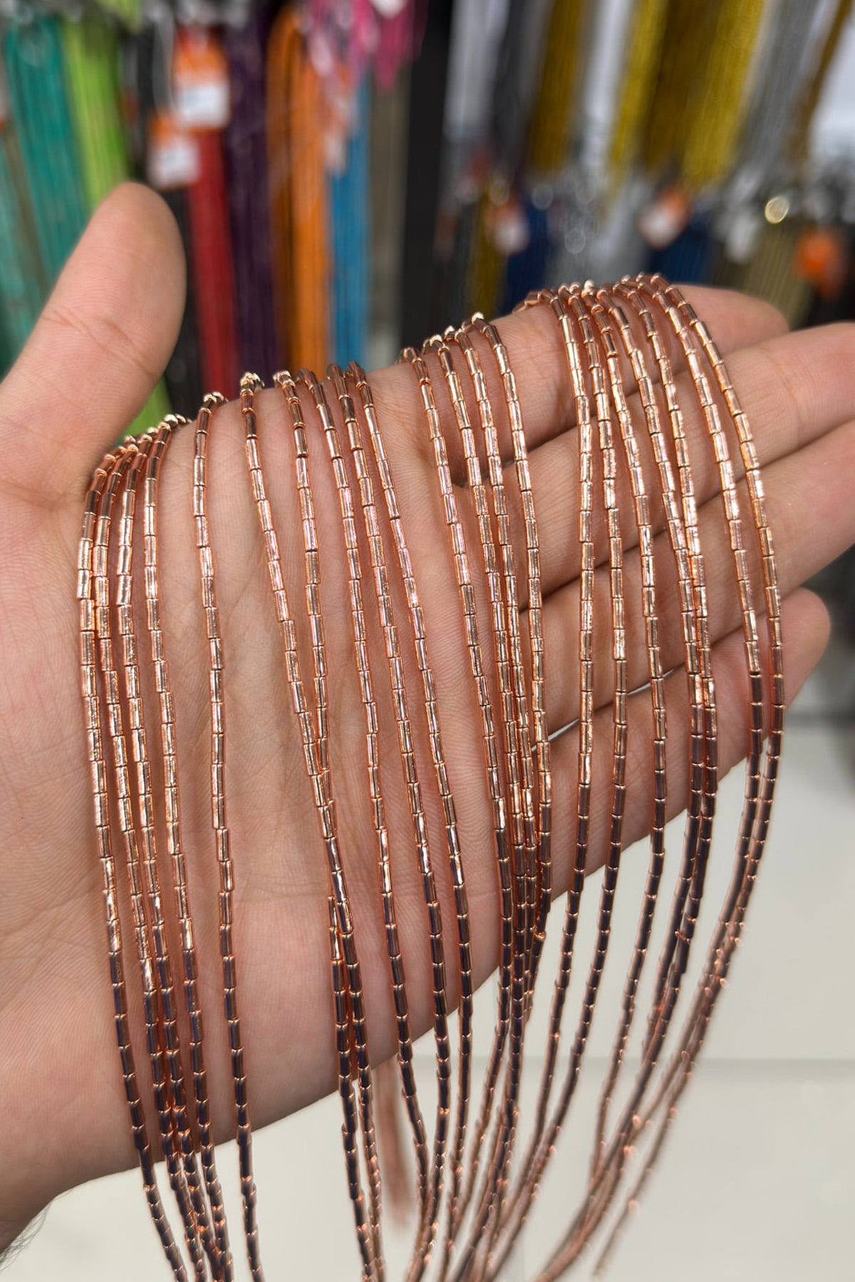 Hematit Taşı Silindir Kesim Parlak Roz 2x4mm Doğal Taş Dizi
