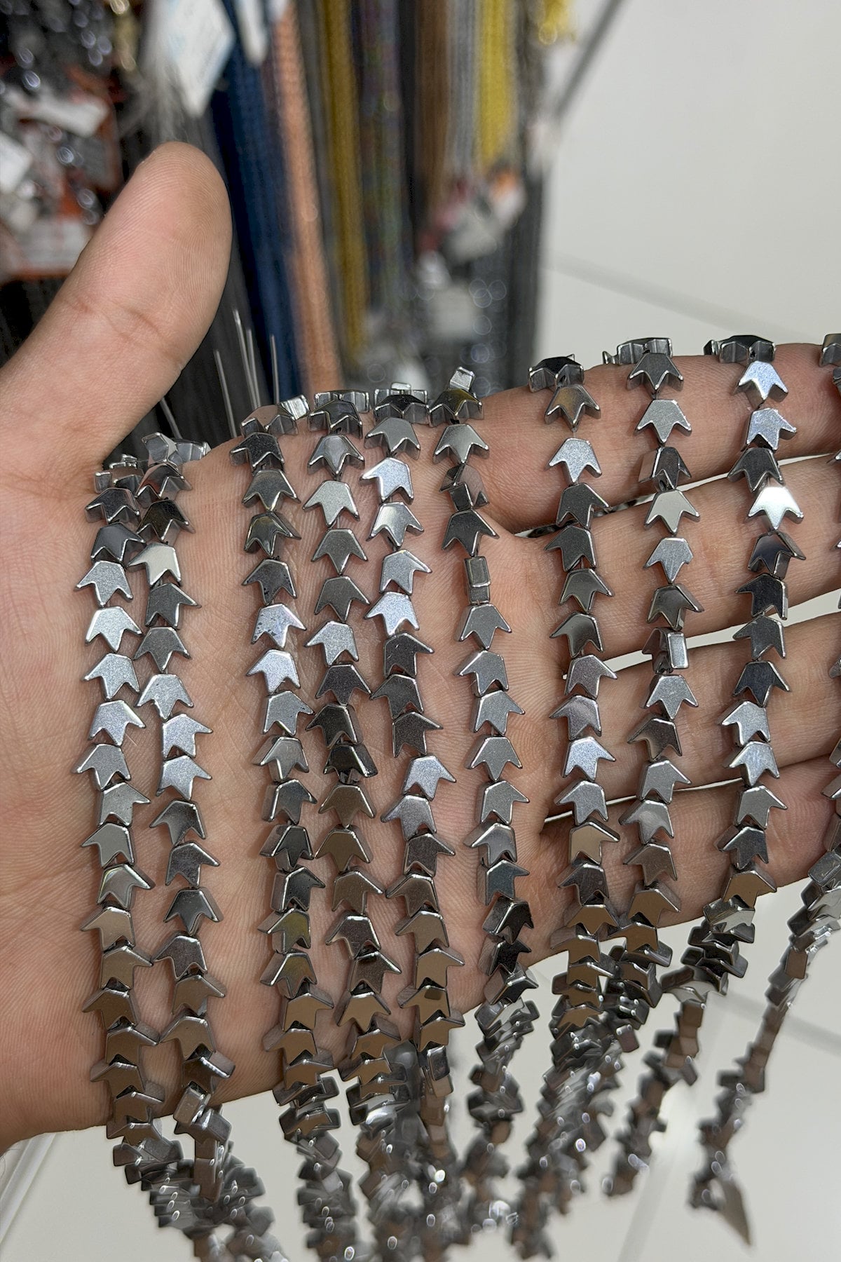 Hematit Taşı Taç Kesim Parlak Gümüş 8mm Doğal Taş Dizi